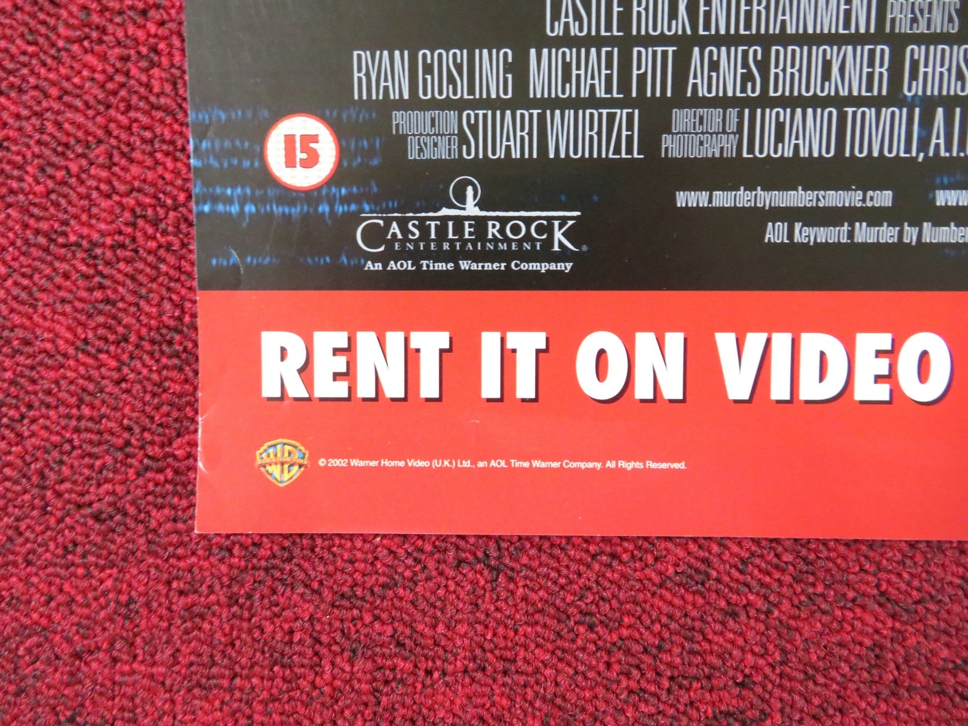 MURDER BY NUMBERS VHS VIDEO POSTER SANDRA BULLOCK RYAN GOSLING 2003 Rendezvous Cinema Movie posters