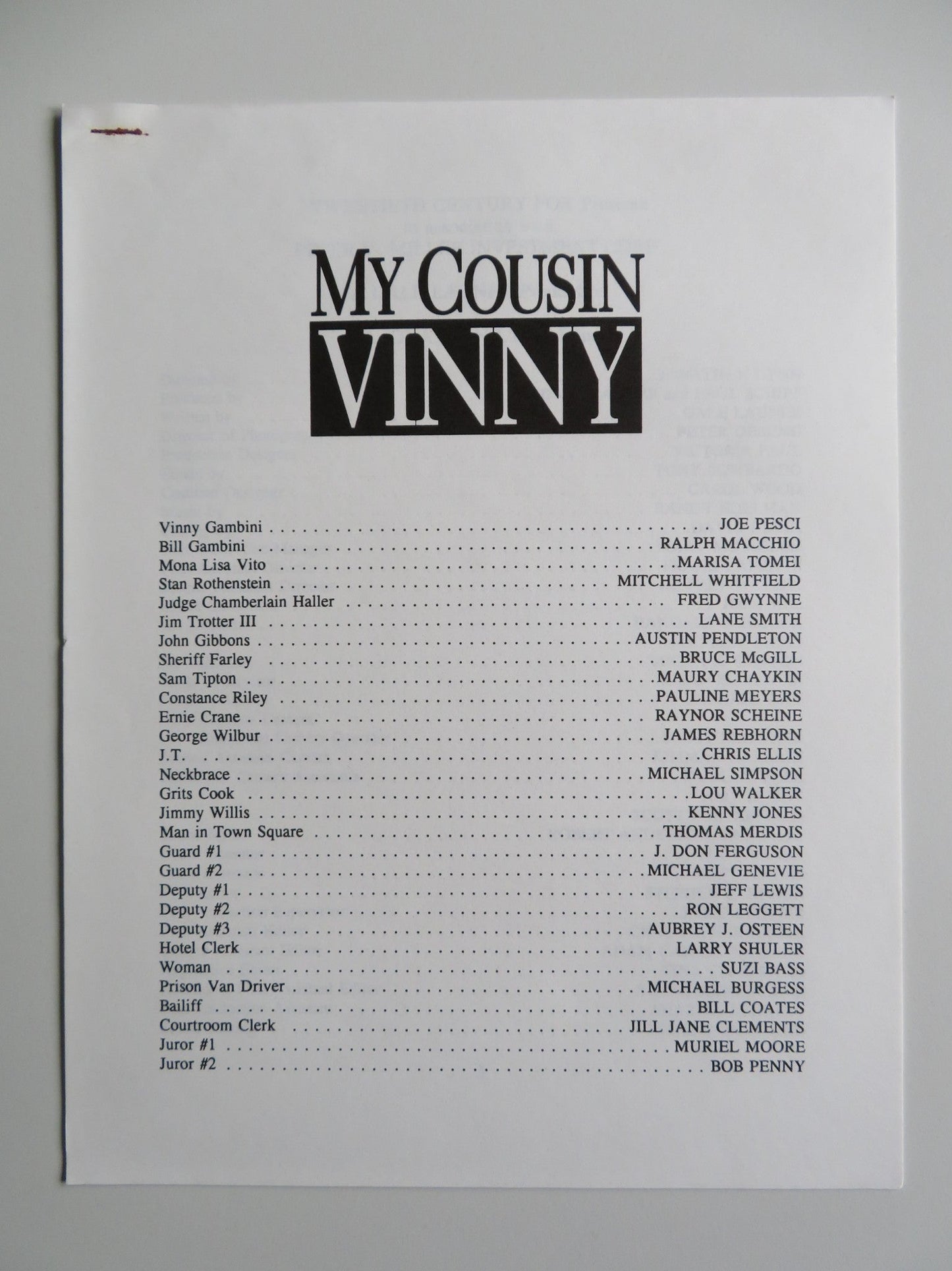 MY COUSIN VINNY PRESS KIT 1992 JOE PESCI MARISA TOMEI RALPH MACCHIO Movie posters