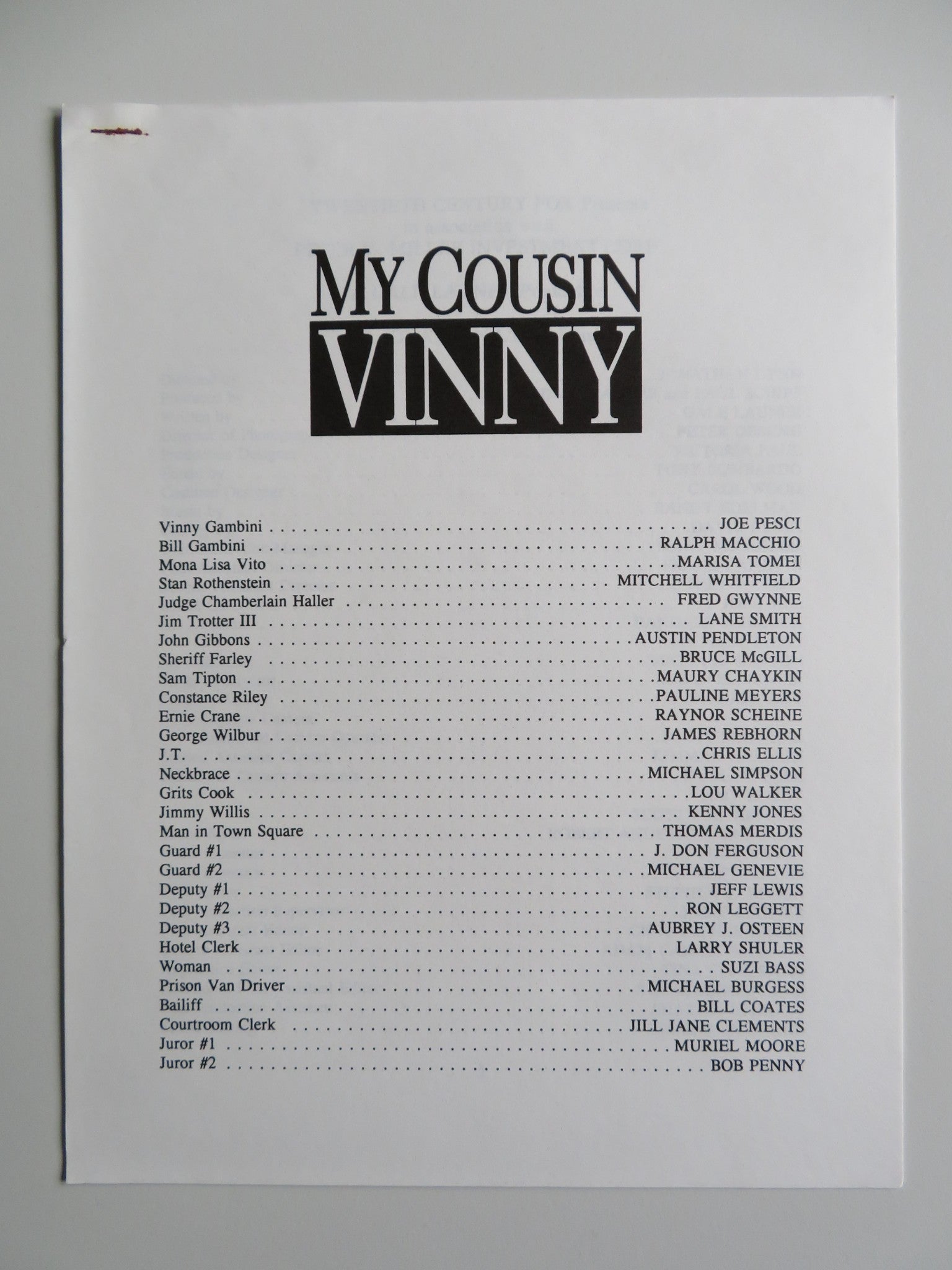 MY COUSIN VINNY PRESS KIT 1992 JOE PESCI MARISA TOMEI RALPH MACCHIO Movie posters