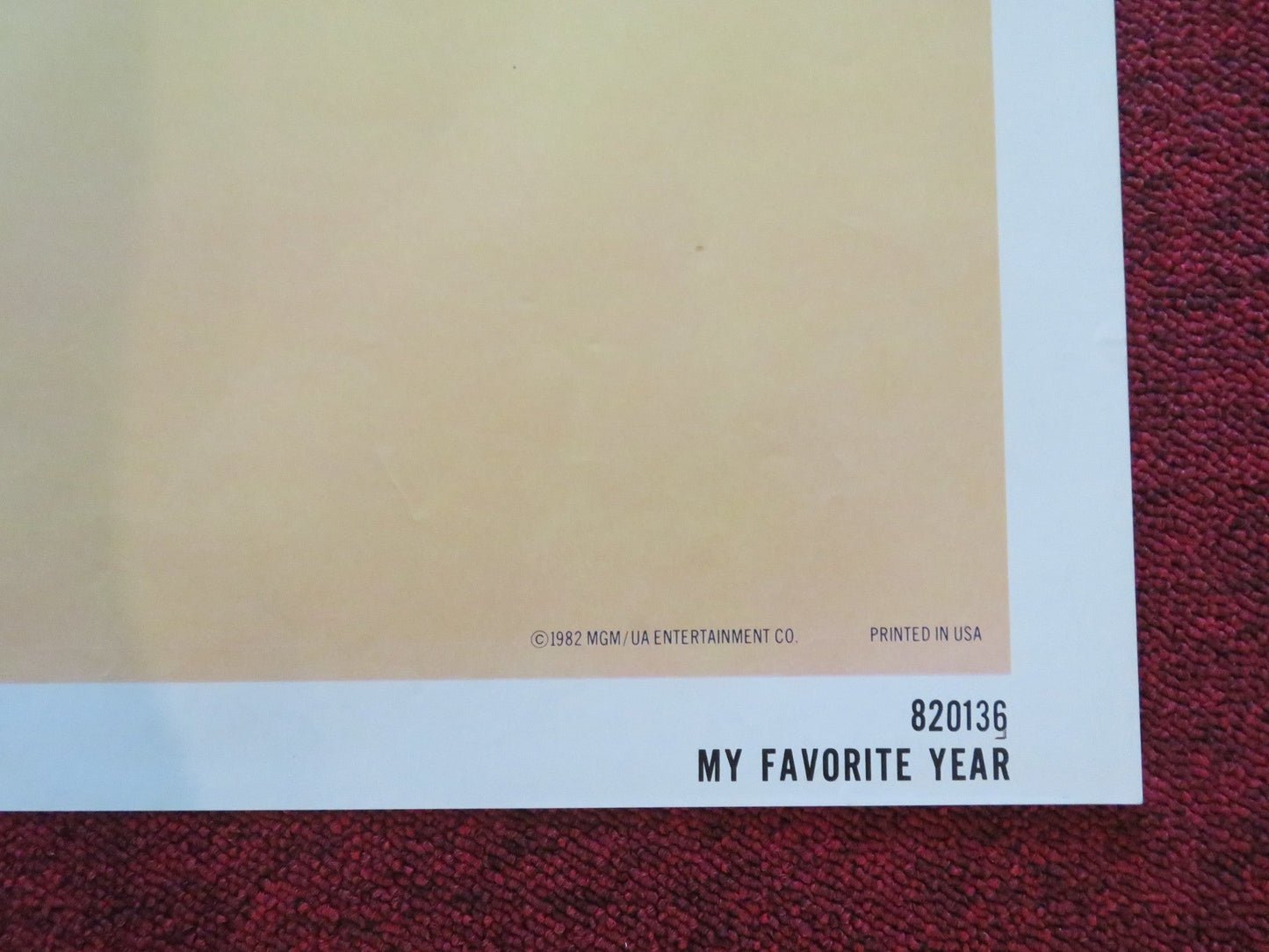 MY FAVORITE YEAR FOLDED US ONE SHEET POSTER PETER O'TOOLE JESSICA HARPER 1982 Movie posters