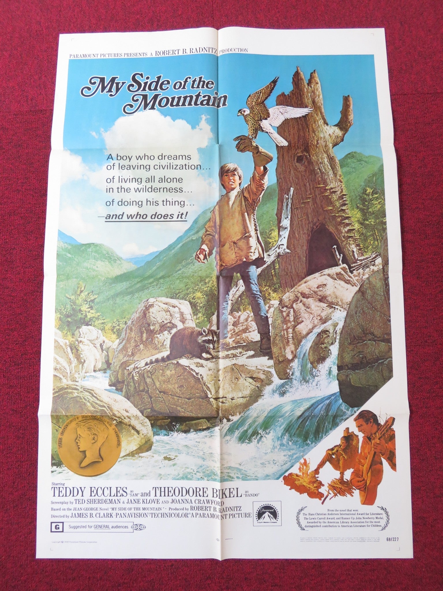 MY SIDE OF THE MOUNTAIN - B FOLDED US ONE SHEET POSTER TED ECCLES 1969 Rendezvous Cinema Movie posters