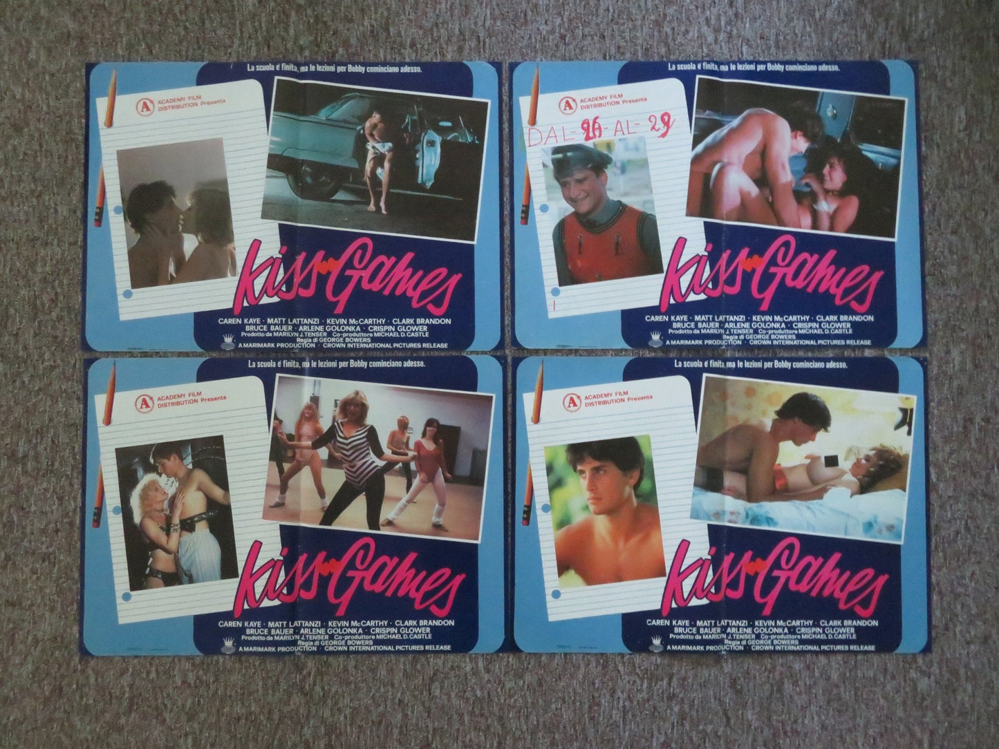 MY TUTOR ITALIAN FOTOBUSTA POSTERS LOT OF 4 CAREN KAYE MATT LATTANZI 1983 Movie posters