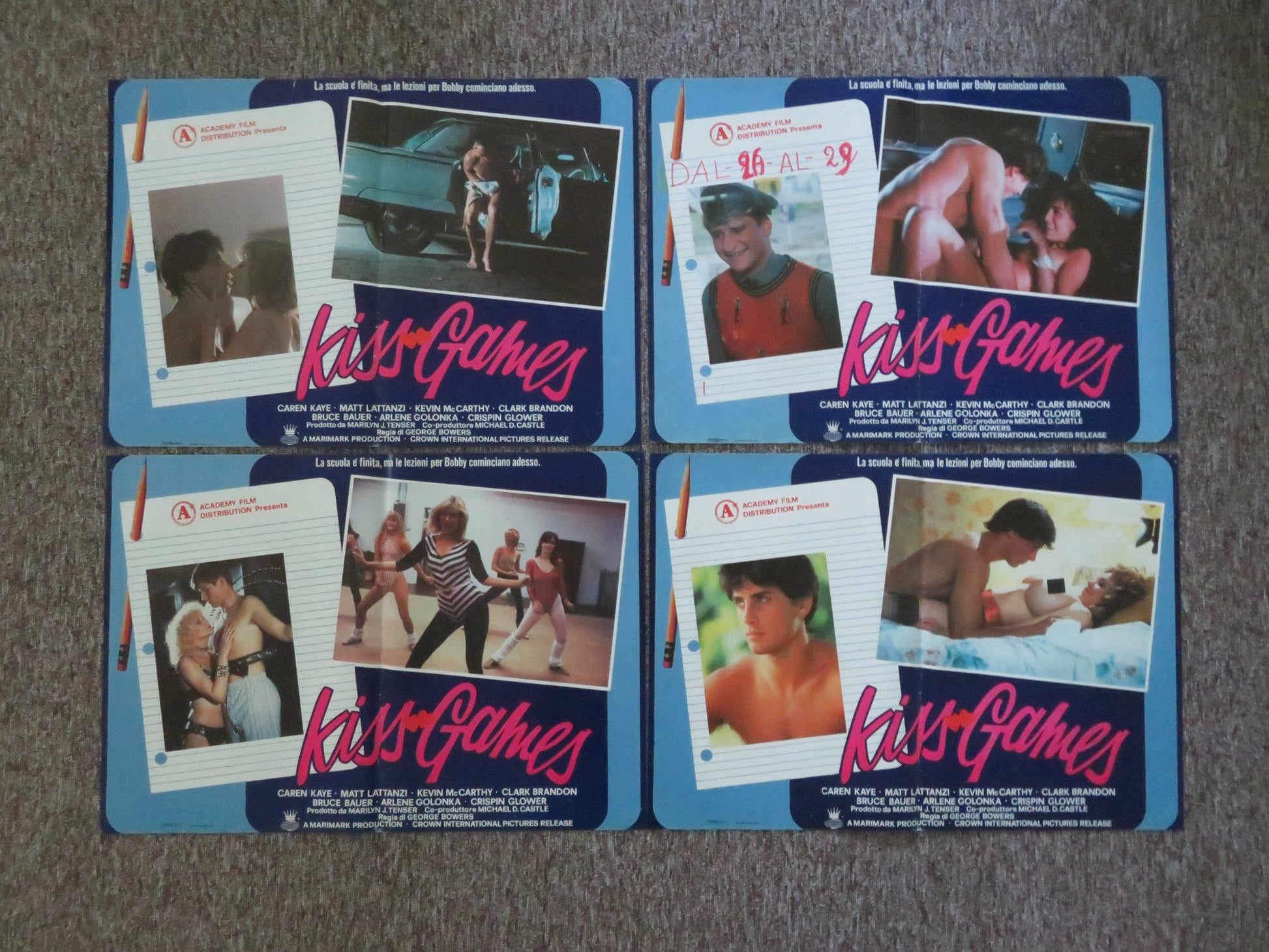 MY TUTOR ITALIAN FOTOBUSTA POSTERS LOT OF 4 CAREN KAYE MATT LATTANZI 1983 Movie posters