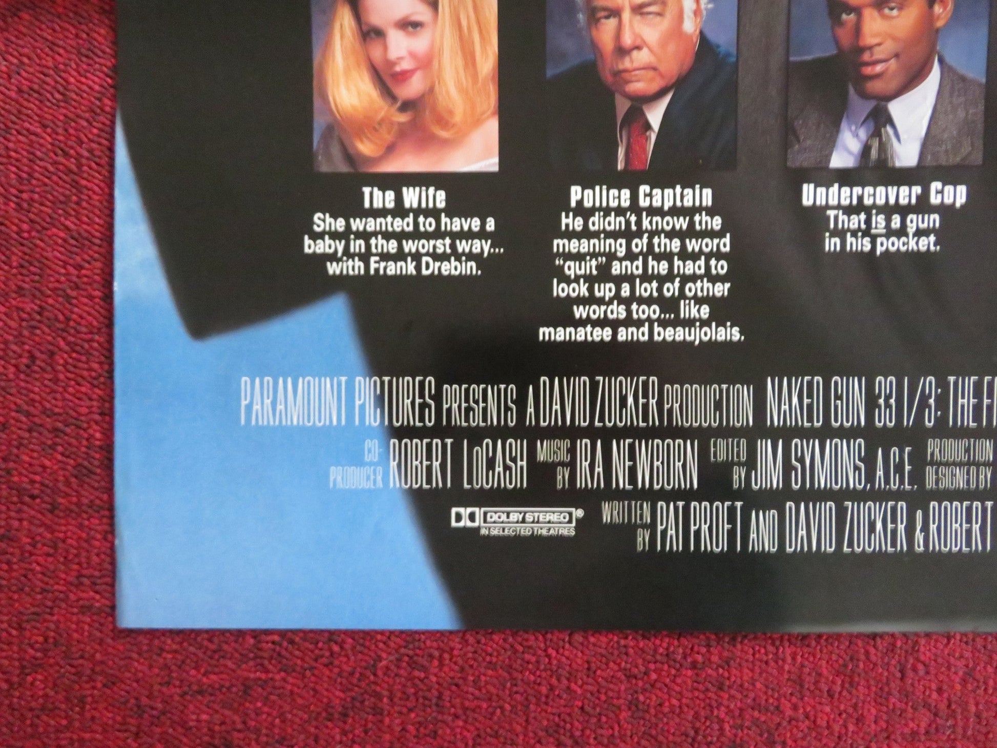 NAKED GUN 33 1/3 THE FINAL INSULT FOLDED US ONE SHEET POSTER LESLIE NIELSEN 1994 Rendezvous Cinema Movie posters