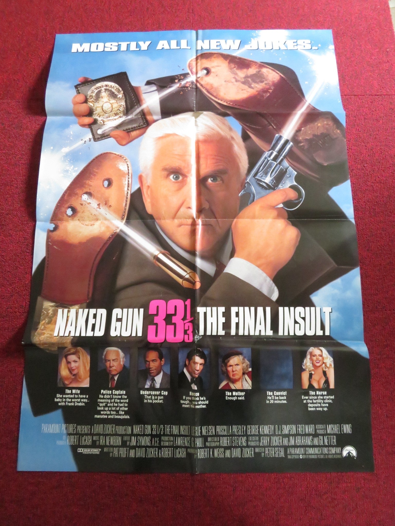 NAKED GUN 33 1/3 THE FINAL INSULT FOLDED US ONE SHEET POSTER LESLIE NIELSEN 1994 Rendezvous Cinema Movie posters