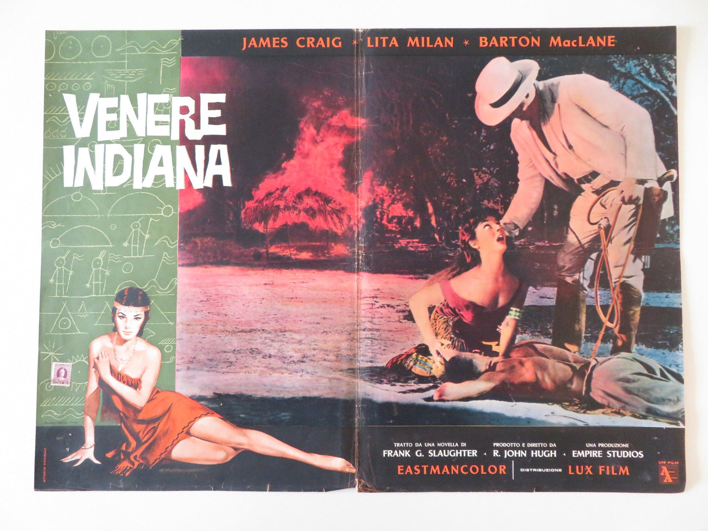 NAKED IN THE SUN - B ITALIAN FOTOBUSTA POSTER JAMES CRAIG LITA MILAN 1959 Rendezvous Cinema Movie posters