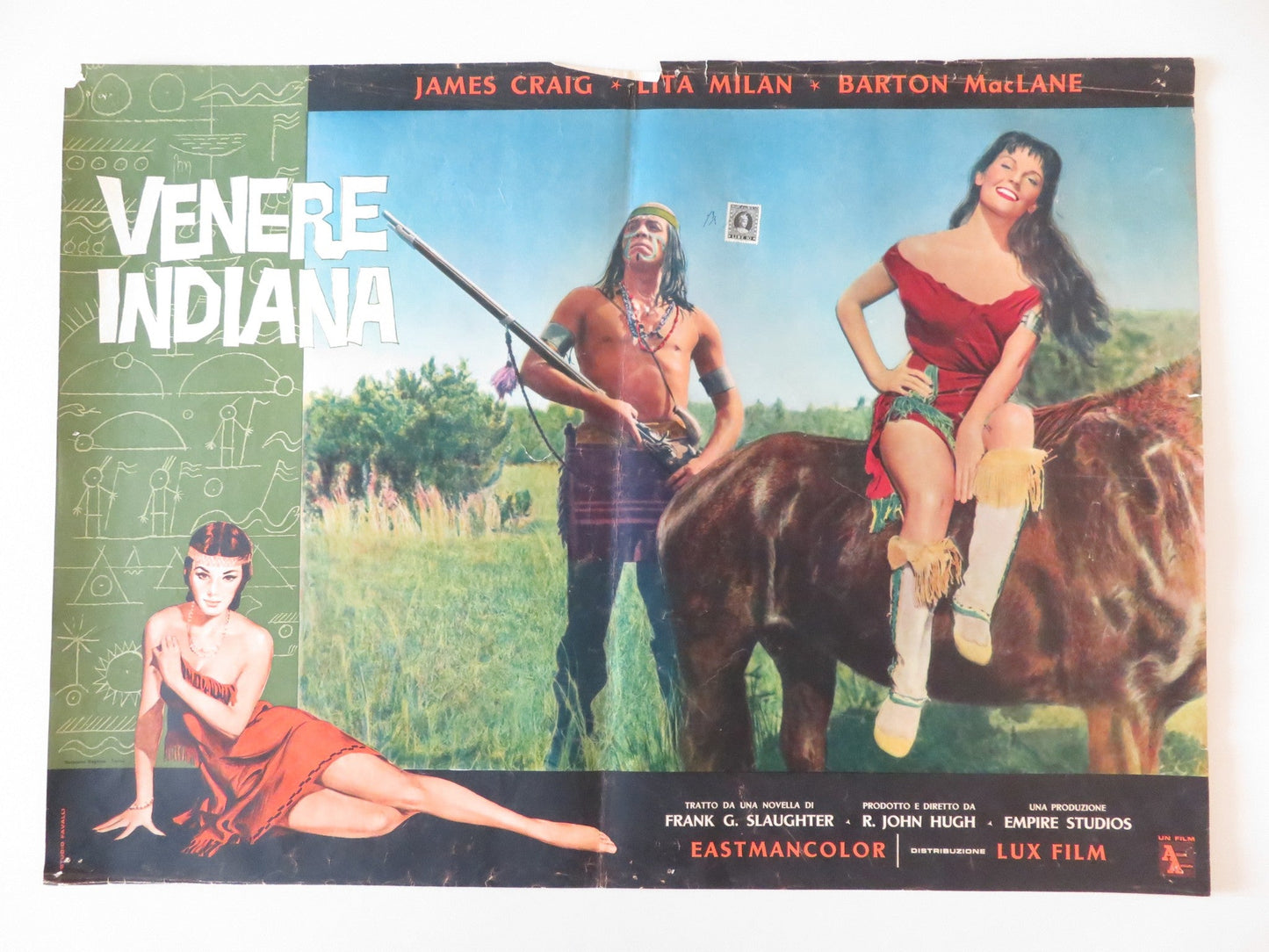 NAKED IN THE SUN - C ITALIAN FOTOBUSTA POSTER JAMES CRAIG LITA MILAN 1959 Rendezvous Cinema Movie posters