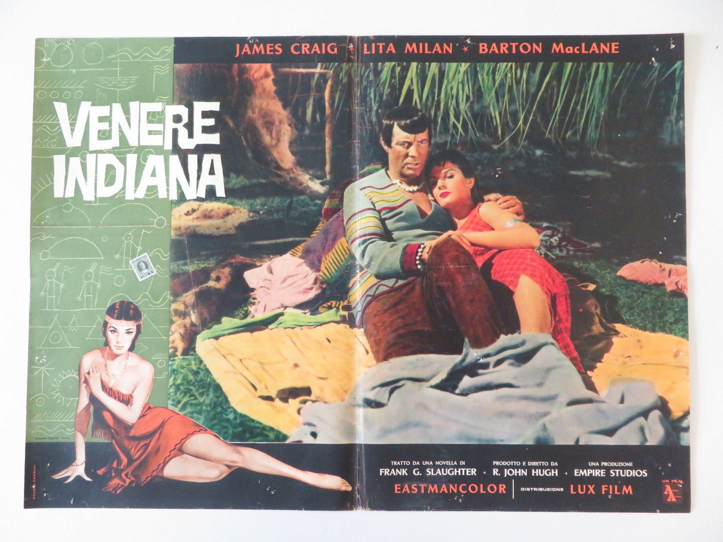 NAKED IN THE SUN - E ITALIAN FOTOBUSTA POSTER JAMES CRAIG LITA MILAN 1959 Rendezvous Cinema Movie posters