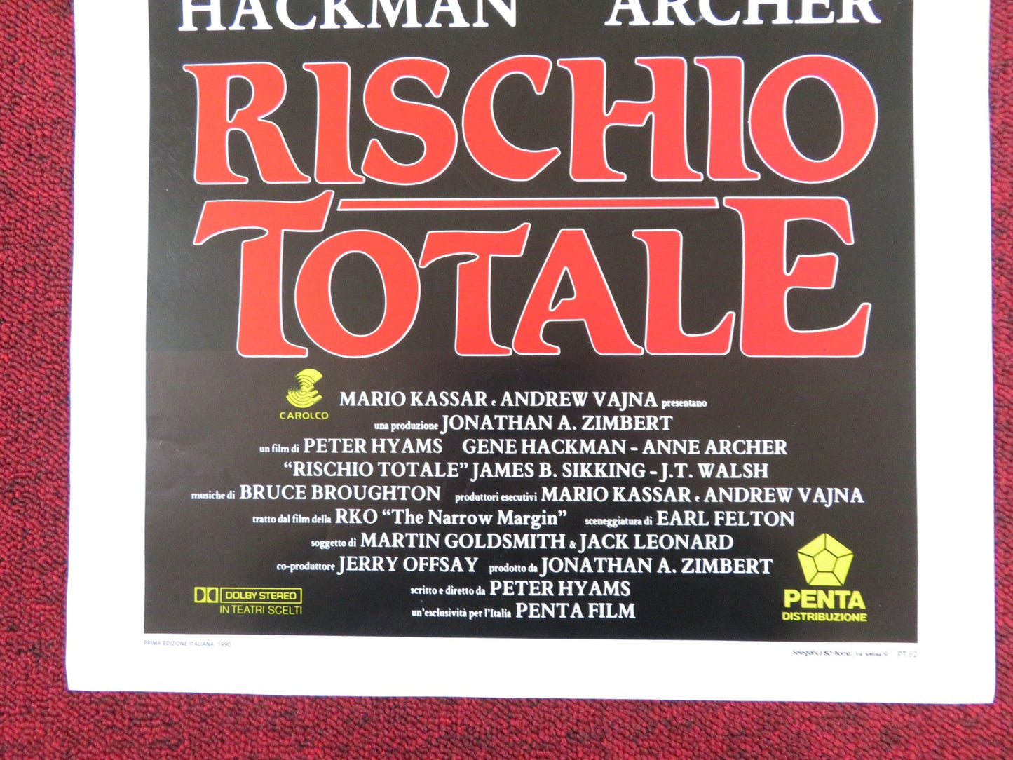 NARROW MARGIN ITALIAN LOCANDINA POSTER GENE HACKMAN ANN ARCHER 1990 Rendezvous Cinema Movie posters
