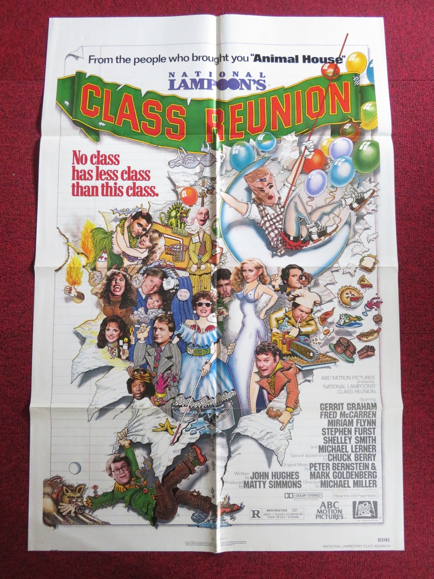NATIONAL LAMPOON'S CLASS REUNION FOLDED US ONE SHEET POSTER GERRIT GRAHAM 1982 Rendezvous Cinema Movie posters