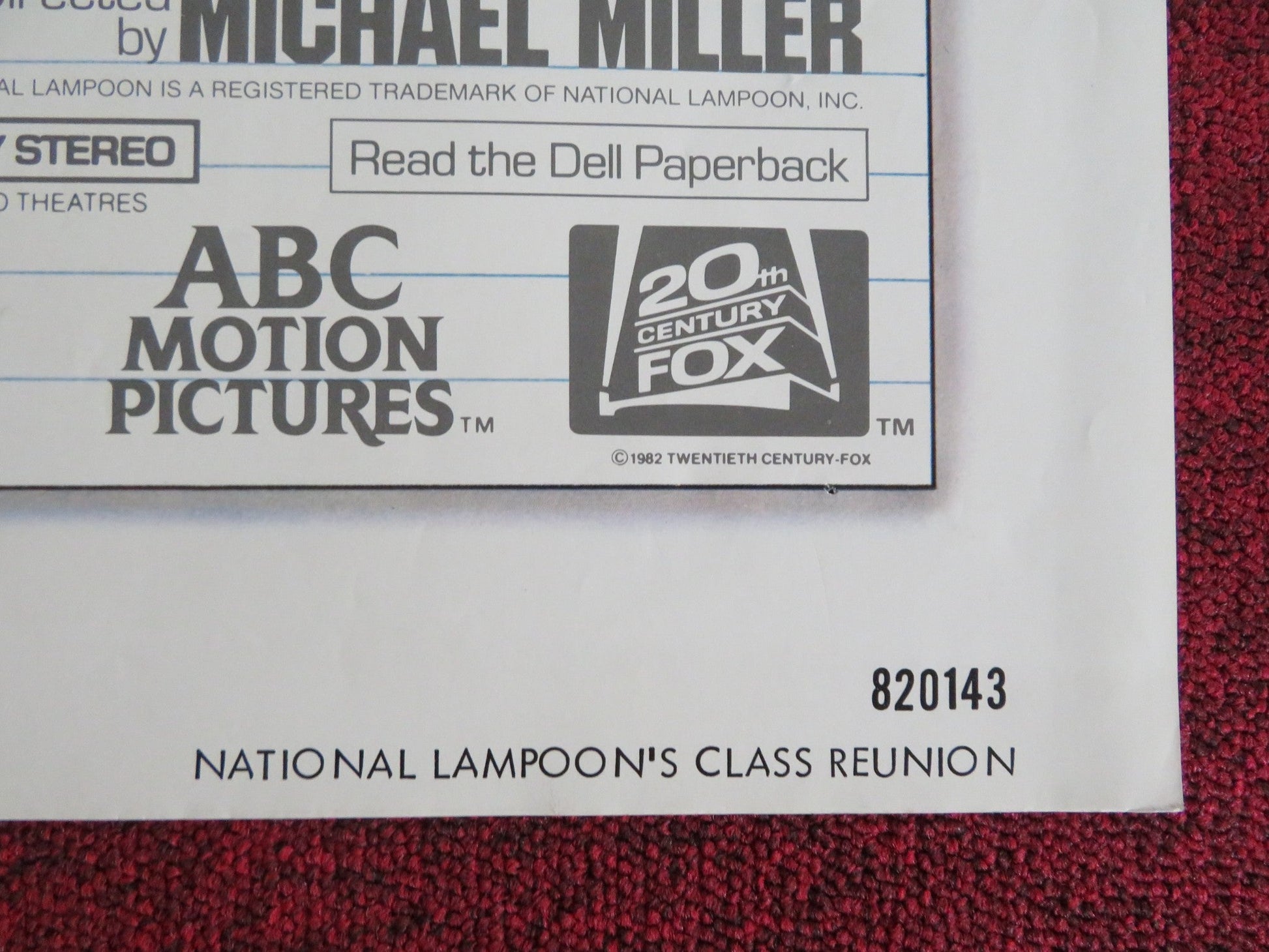 NATIONAL LAMPOON'S CLASS REUNION FOLDED US ONE SHEET POSTER GERRIT GRAHAM 1982 Rendezvous Cinema Movie posters