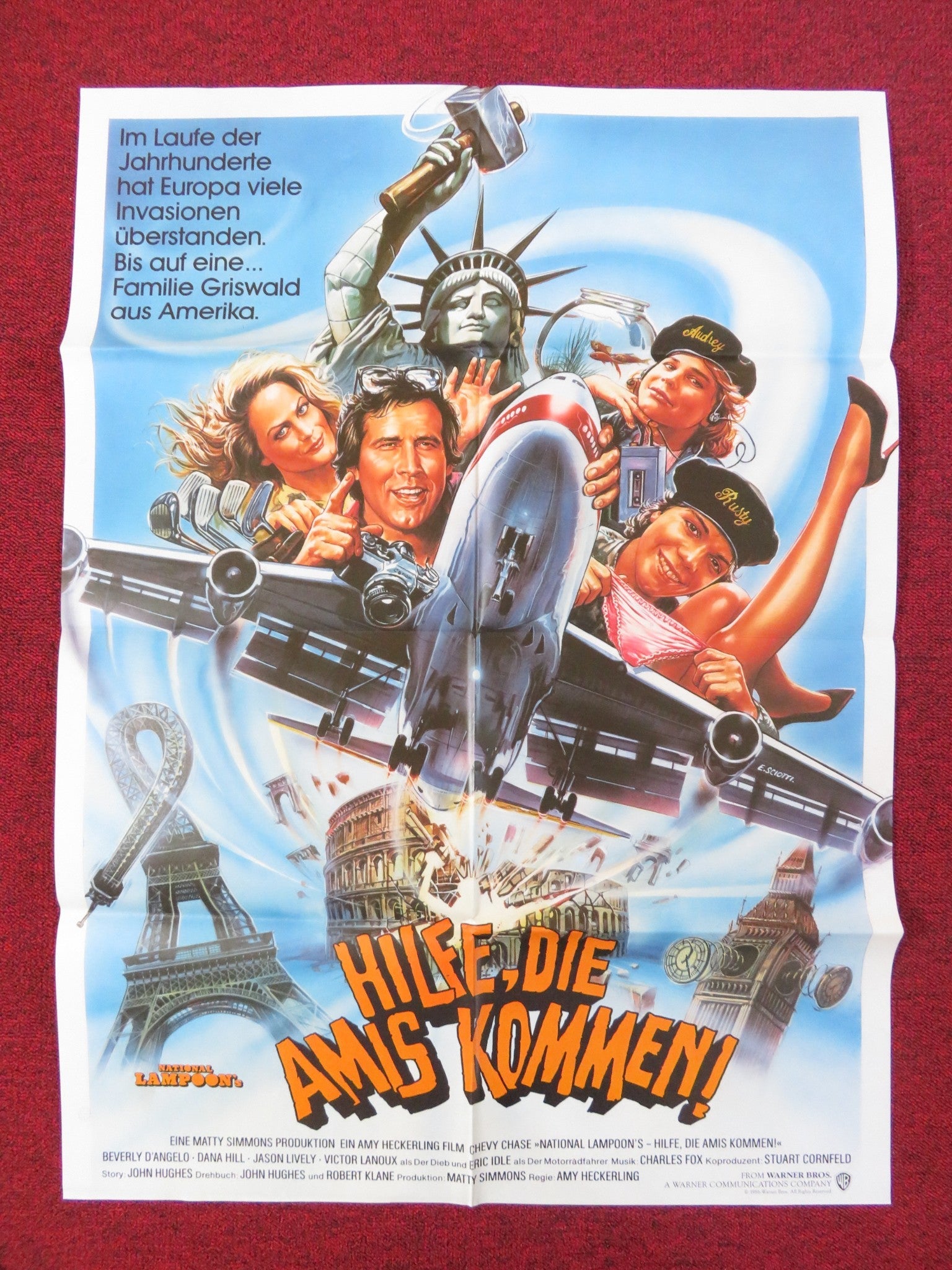 NATIONAL LAMPOON'S EUROPEAN VACATION GERMAN A1 POSTER FOLDED CHEVY CHASE 1986 Rendezvous Cinema Movie posters