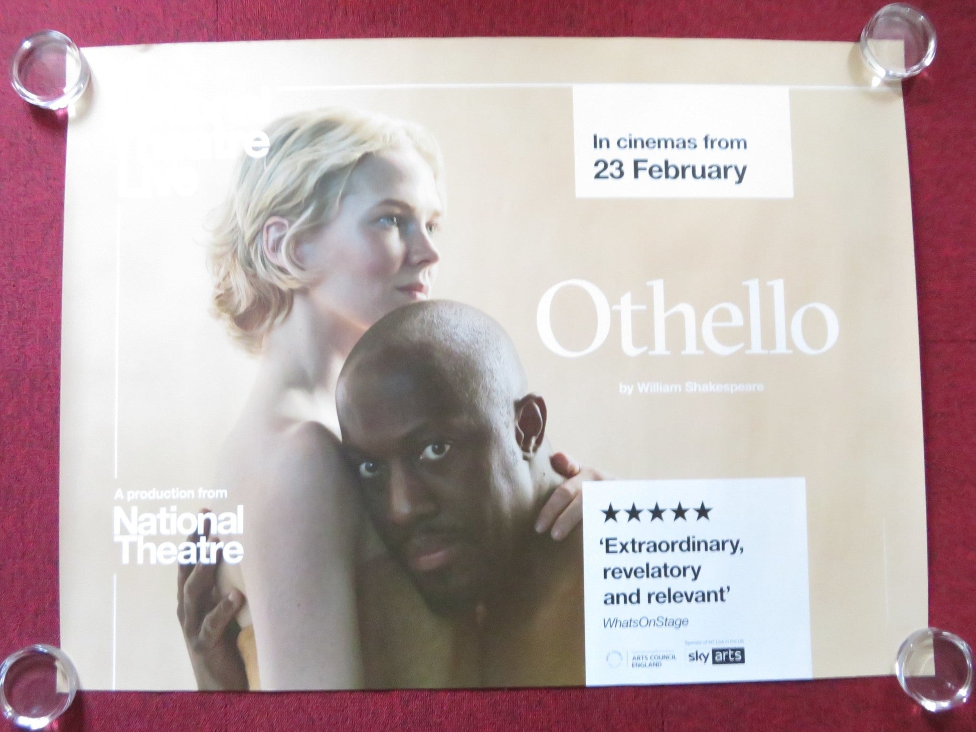 NATIONAL THEATRE LIVE: OTHELLO UK QUAD ROLLED POSTER GILES TERERA R. MCEWAN 2023 Rendezvous Cinema Movie posters
