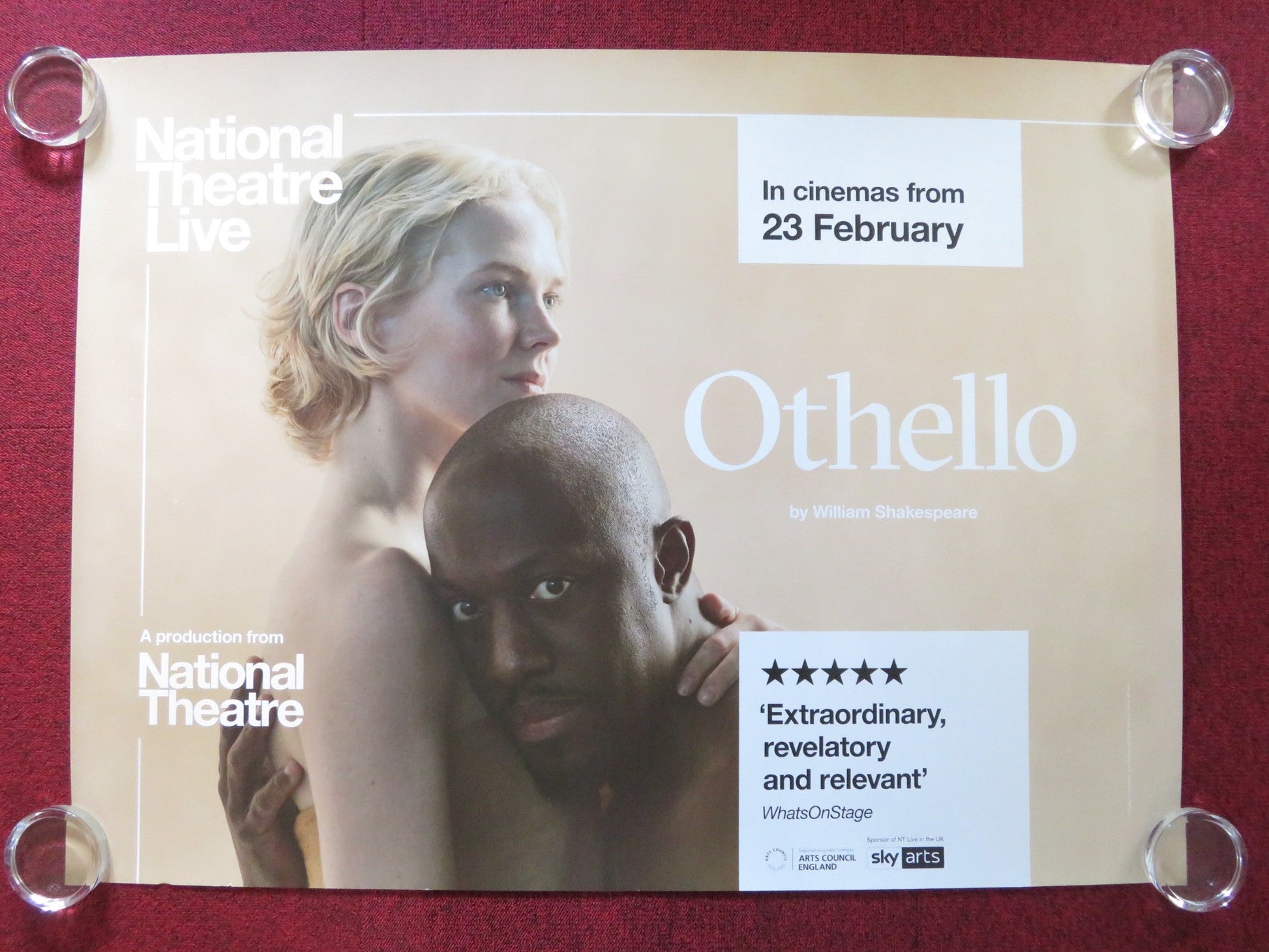 NATIONAL THEATRE LIVE: OTHELLO UK QUAD ROLLED POSTER KIRSTY J. CURTIS 2023 Rendezvous Cinema Movie posters