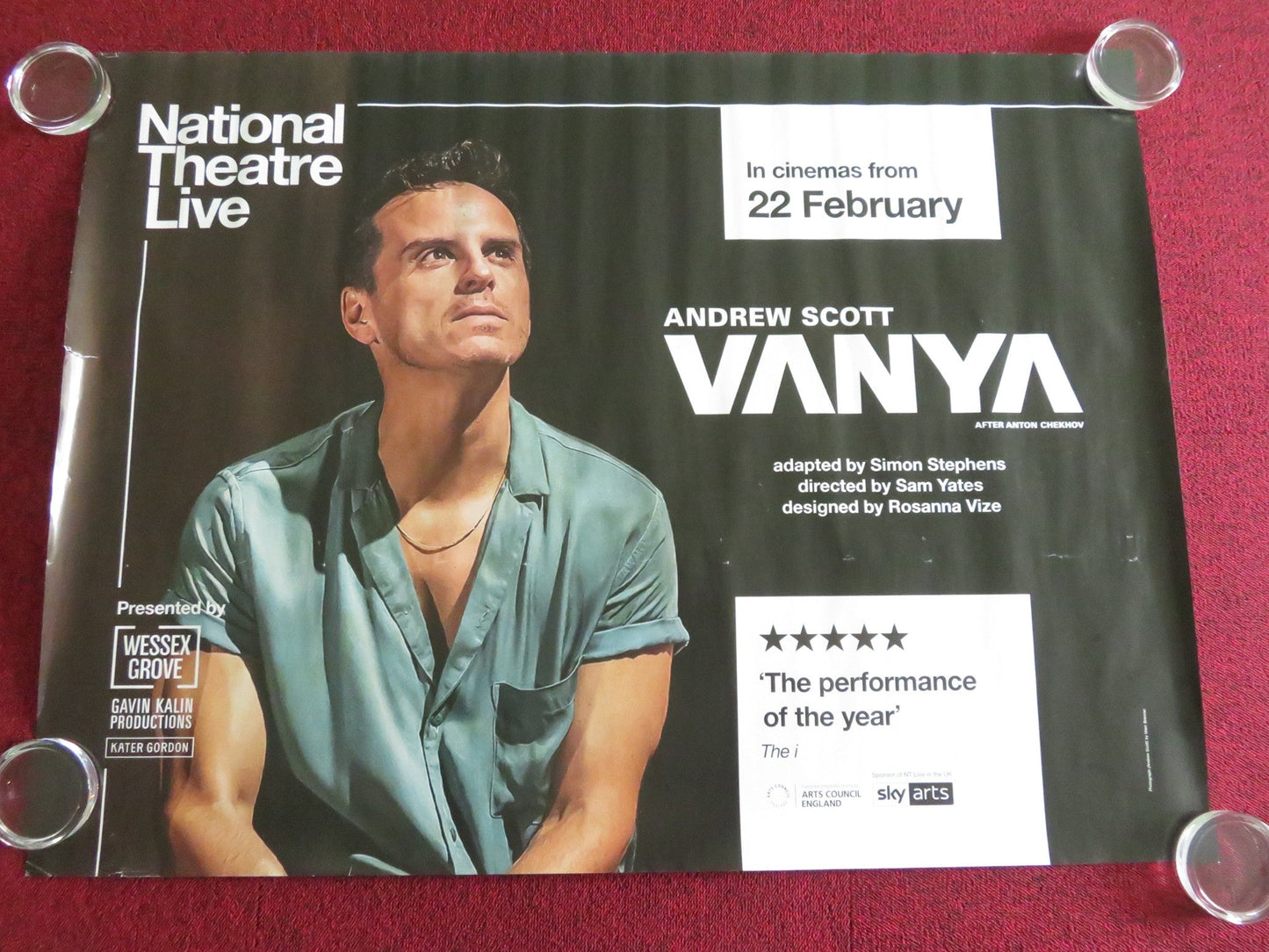 National Theatre Live: Vanya UK QUAD ROLLED POSTER ANDREW SCOTT A. CHEKHOV 2024 Movie posters