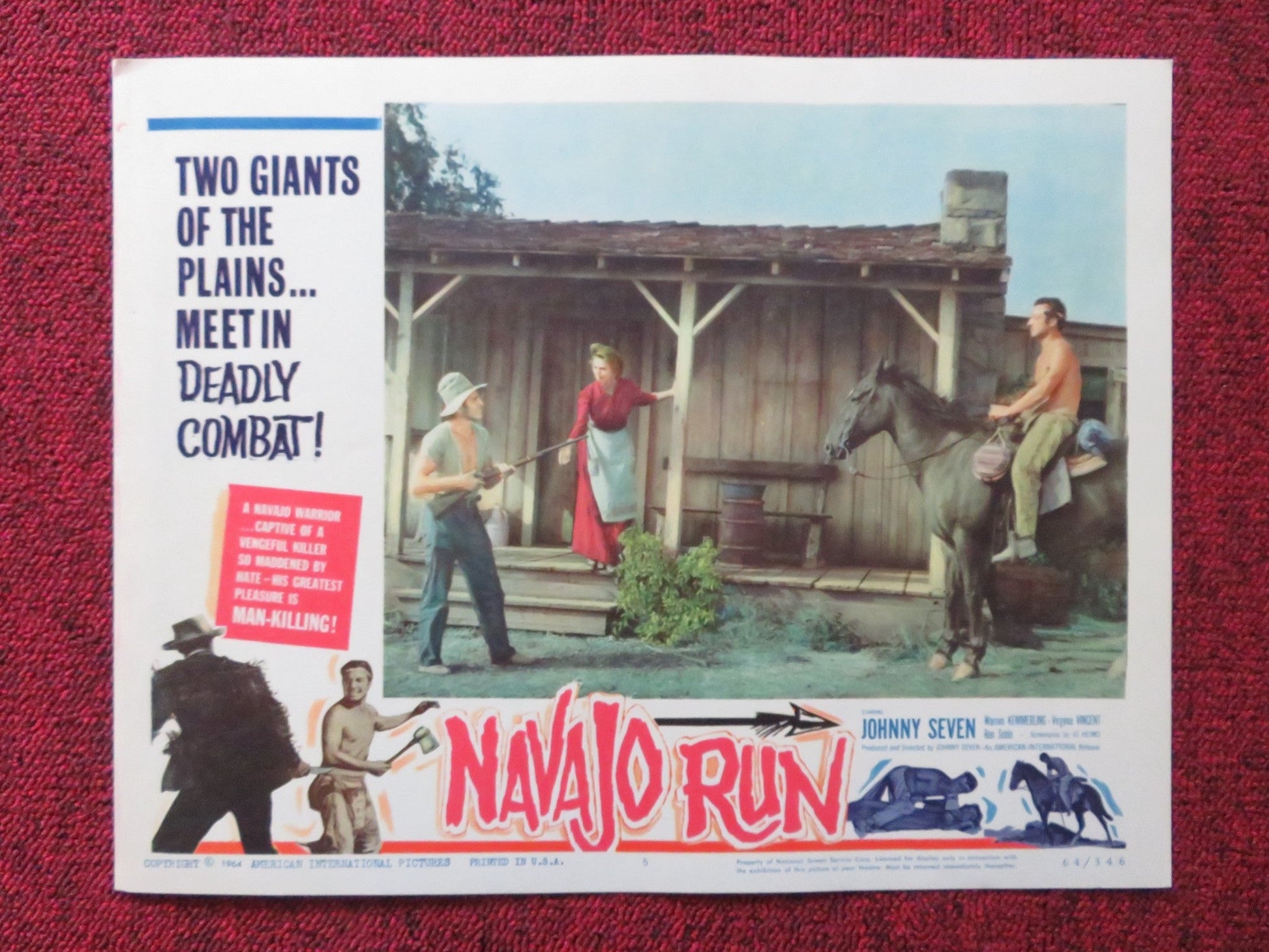 NAVAJO RUN US LOBBY CARD FULL SET JOHNNY SEVEN WARREN KEMMERLING 1964 Rendezvous Cinema Movie posters