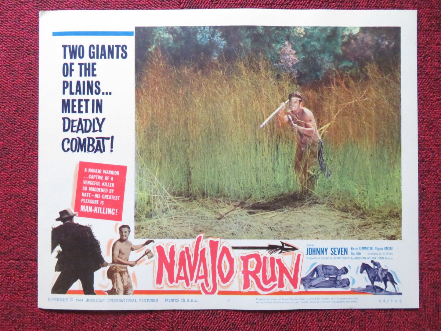 NAVAJO RUN US LOBBY CARD FULL SET JOHNNY SEVEN WARREN KEMMERLING 1964 Rendezvous Cinema Movie posters