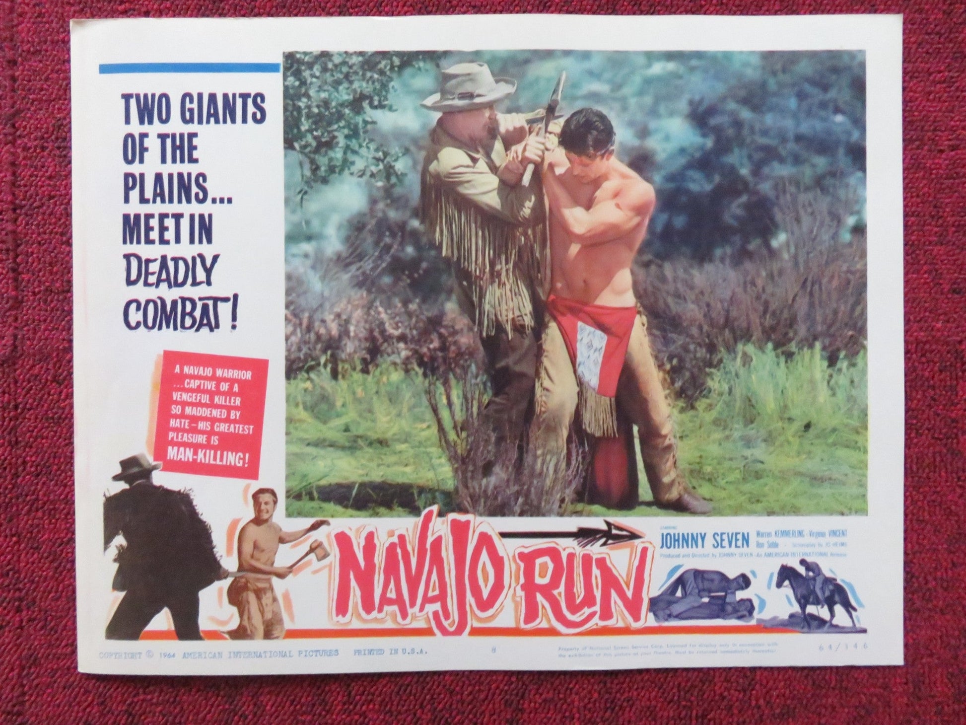 NAVAJO RUN US LOBBY CARD FULL SET JOHNNY SEVEN WARREN KEMMERLING 1964 Rendezvous Cinema Movie posters