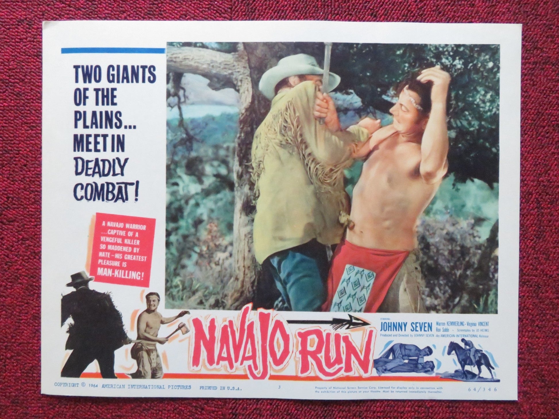 NAVAJO RUN US LOBBY CARD FULL SET JOHNNY SEVEN WARREN KEMMERLING 1964 Rendezvous Cinema Movie posters