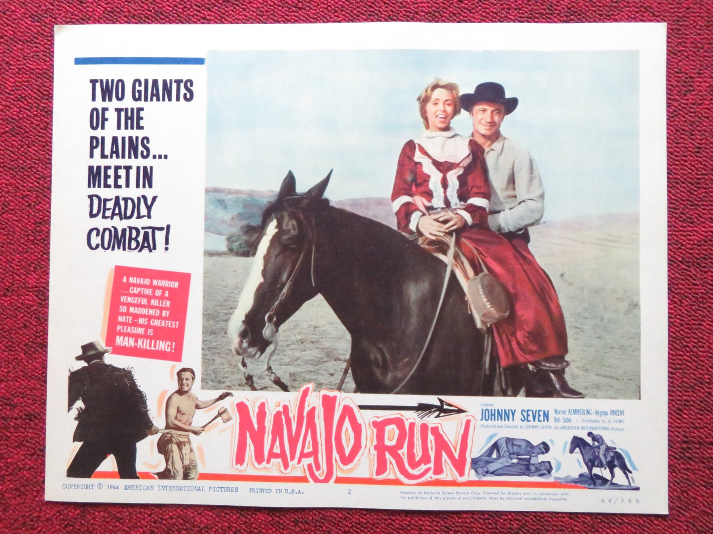 NAVAJO RUN US LOBBY CARD FULL SET JOHNNY SEVEN WARREN KEMMERLING 1964 Rendezvous Cinema Movie posters