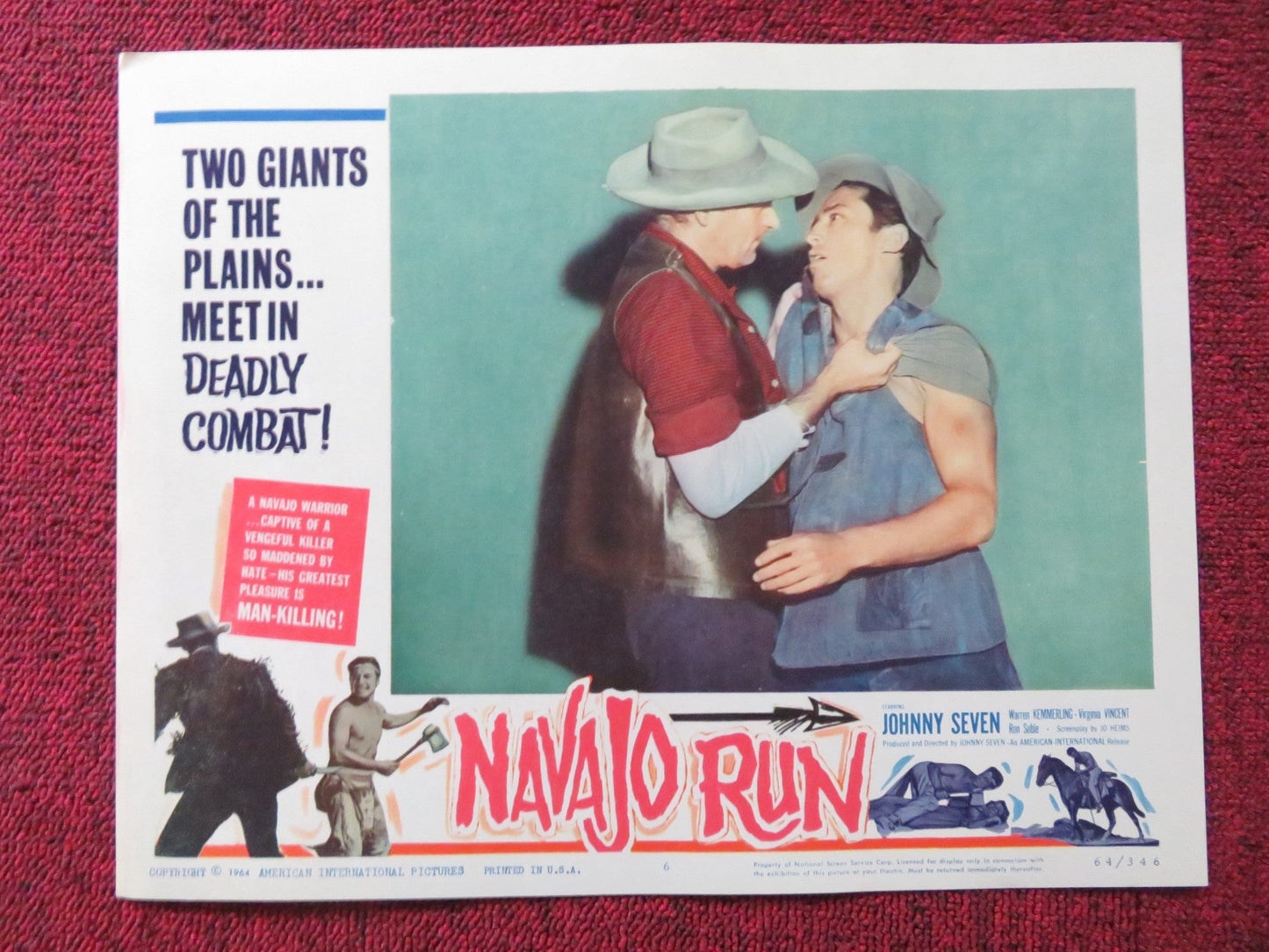 NAVAJO RUN US LOBBY CARD FULL SET JOHNNY SEVEN WARREN KEMMERLING 1964 Rendezvous Cinema Movie posters