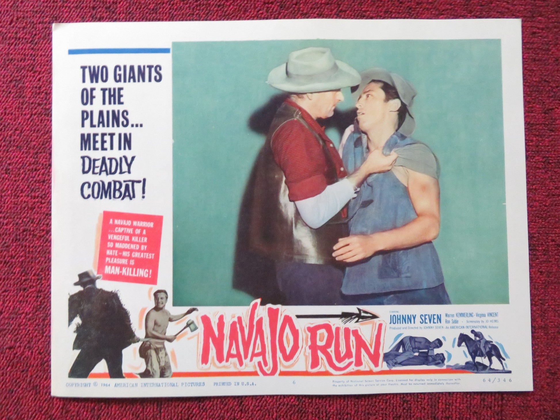 NAVAJO RUN US LOBBY CARD FULL SET JOHNNY SEVEN WARREN KEMMERLING 1964 Rendezvous Cinema Movie posters