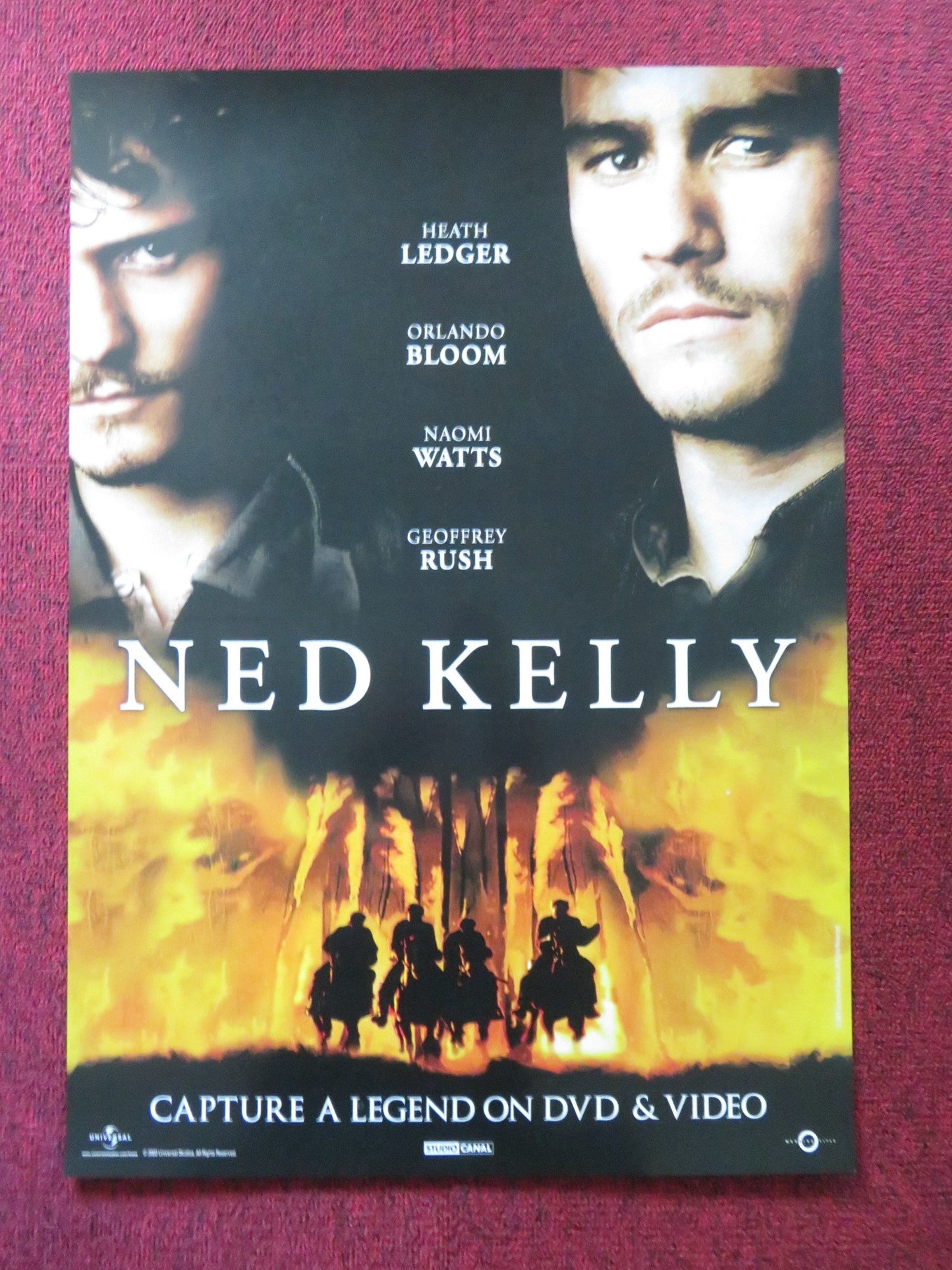 NED KELLY DVD & VHS VIDEO POSTER HEATH LEDGER ORLANDO BLOOM 2003 Rendezvous Cinema Movie posters