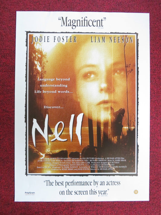 NELL VHS VIDEO POSTER JODIE FOSTER LIAM NEESON 1994 Rendezvous Cinema Movie posters
