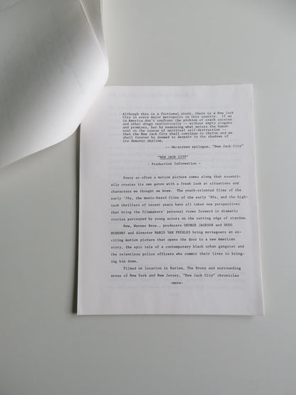 NEW JACK CITY PRESS KIT 1991 WESLEY SNIPES ICE - T CHRIS ROCK Movie posters