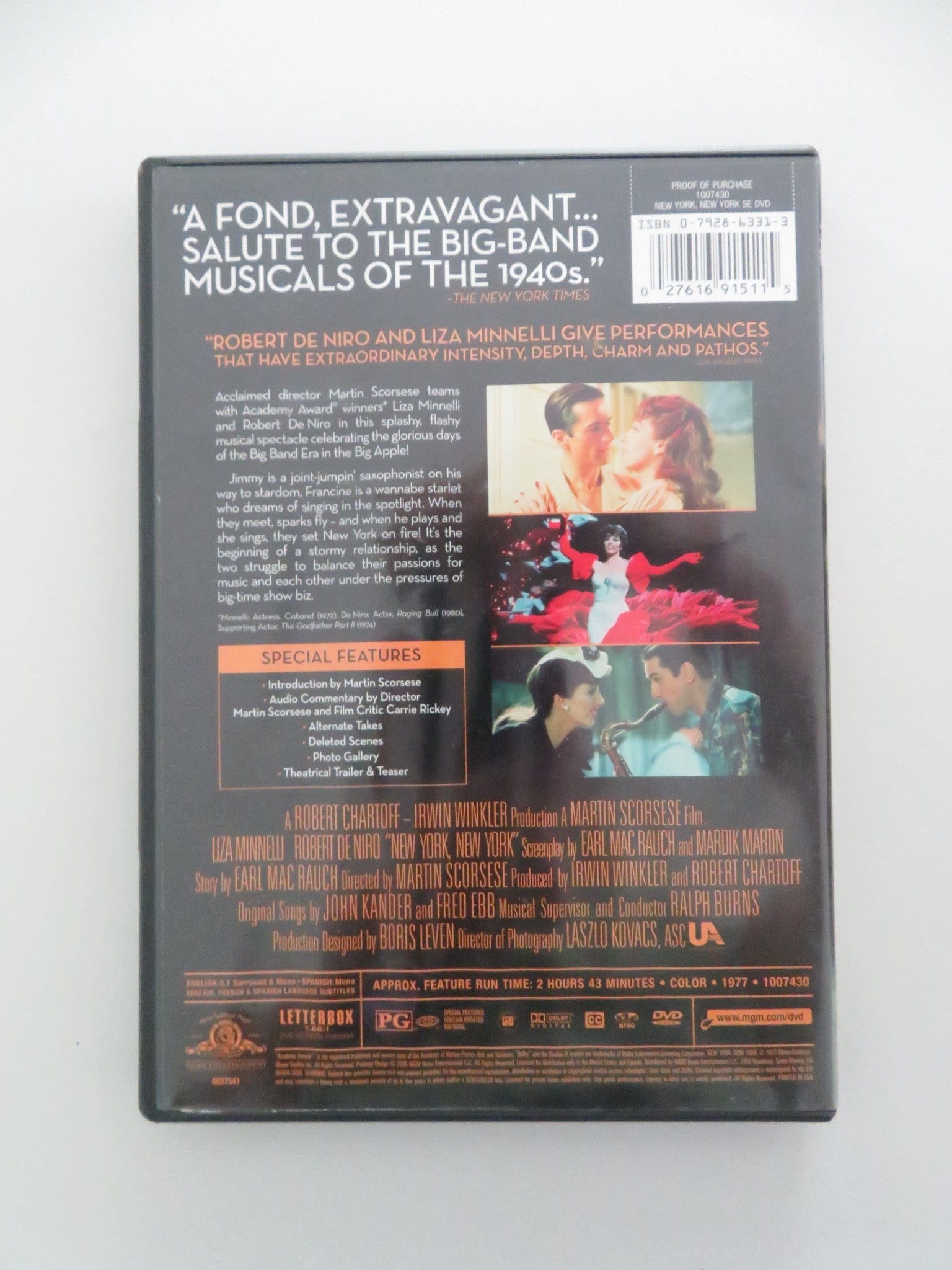 NEW YORK, NEW YORK (DVD) LIZA MINNELLI ROBERT DE NIRO 1977 REGION 1 Movie posters