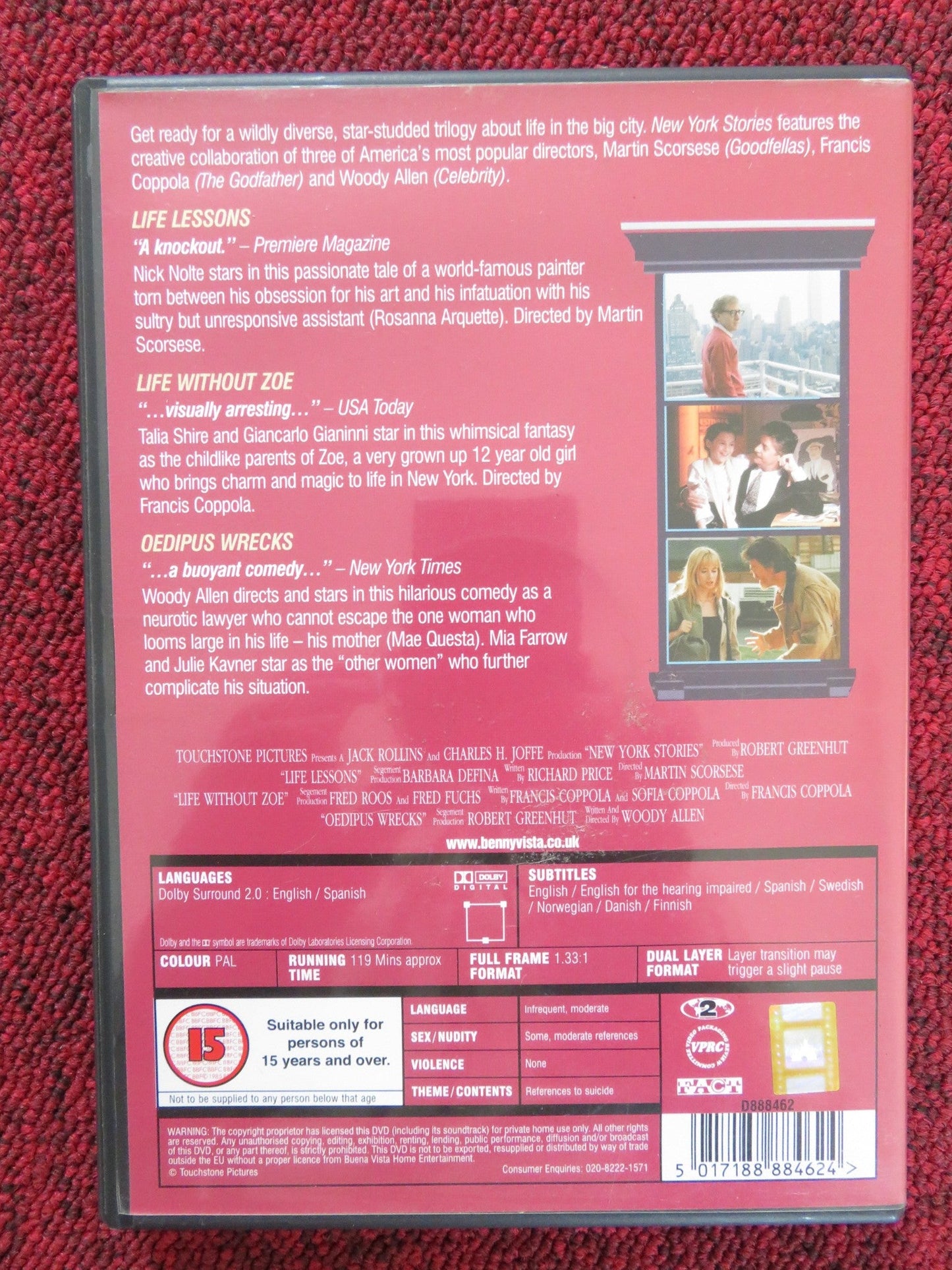 NEW YORK STORIES (DVD) WOODY ALLEN NICK NOLTE COPPOLA SCORSESE 1989 REGION 2 Rendezvous Cinema Movie posters