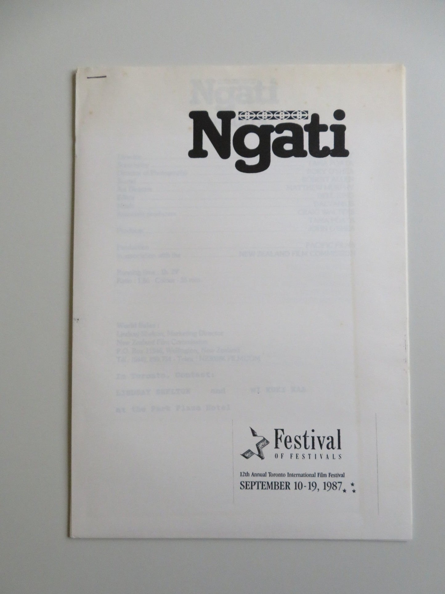 NGATI PRESS KIT 1987 TUTA NGARIMU TAMATI IRANUI HAIG Movie posters