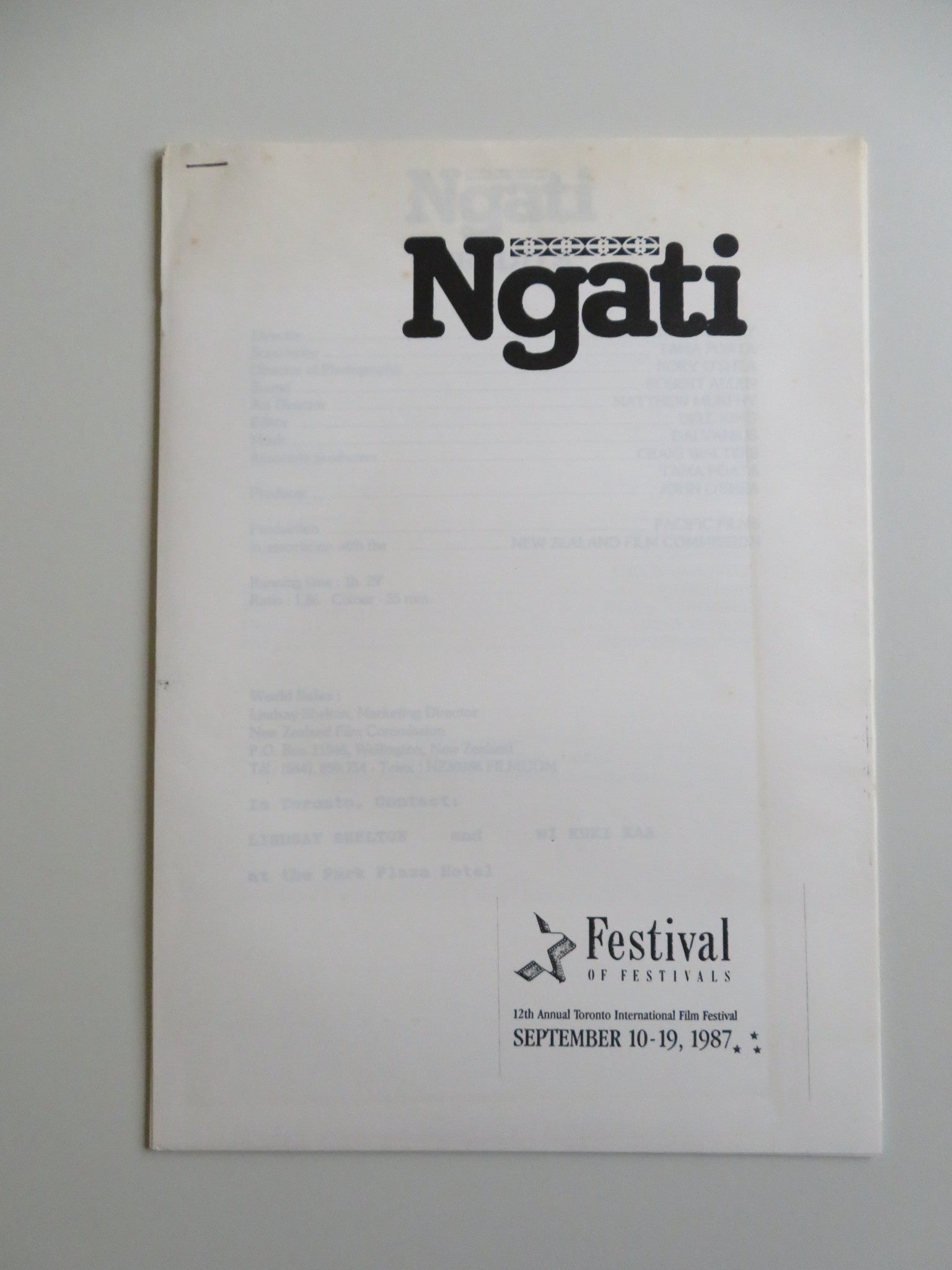 NGATI PRESS KIT 1987 TUTA NGARIMU TAMATI IRANUI HAIG Movie posters