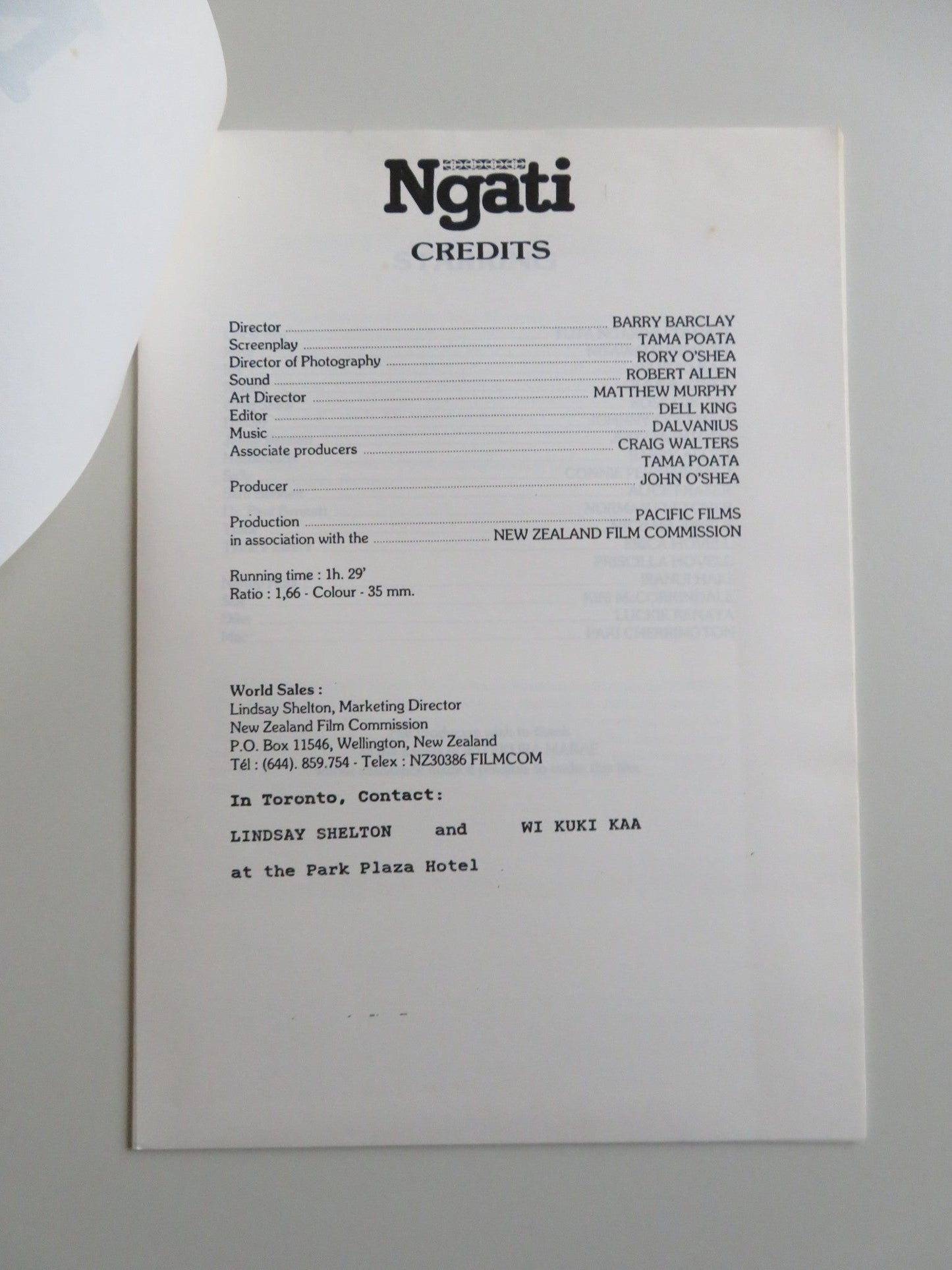NGATI PRESS KIT 1987 TUTA NGARIMU TAMATI IRANUI HAIG Movie posters
