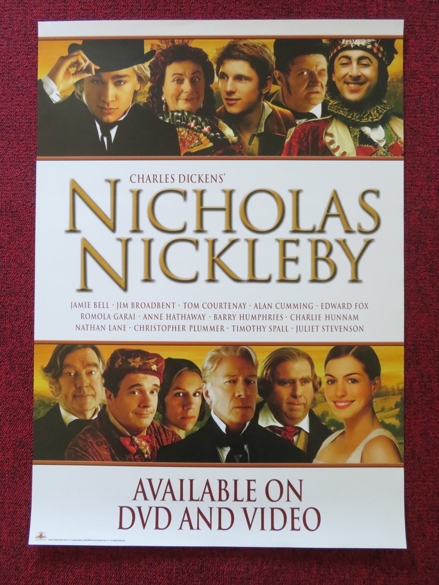 NICHOLAS NICKLEBY DVD & VHS VIDEO POSTER JAMIE BELL JIM BROADBENT 2002 Rendezvous Cinema Movie posters