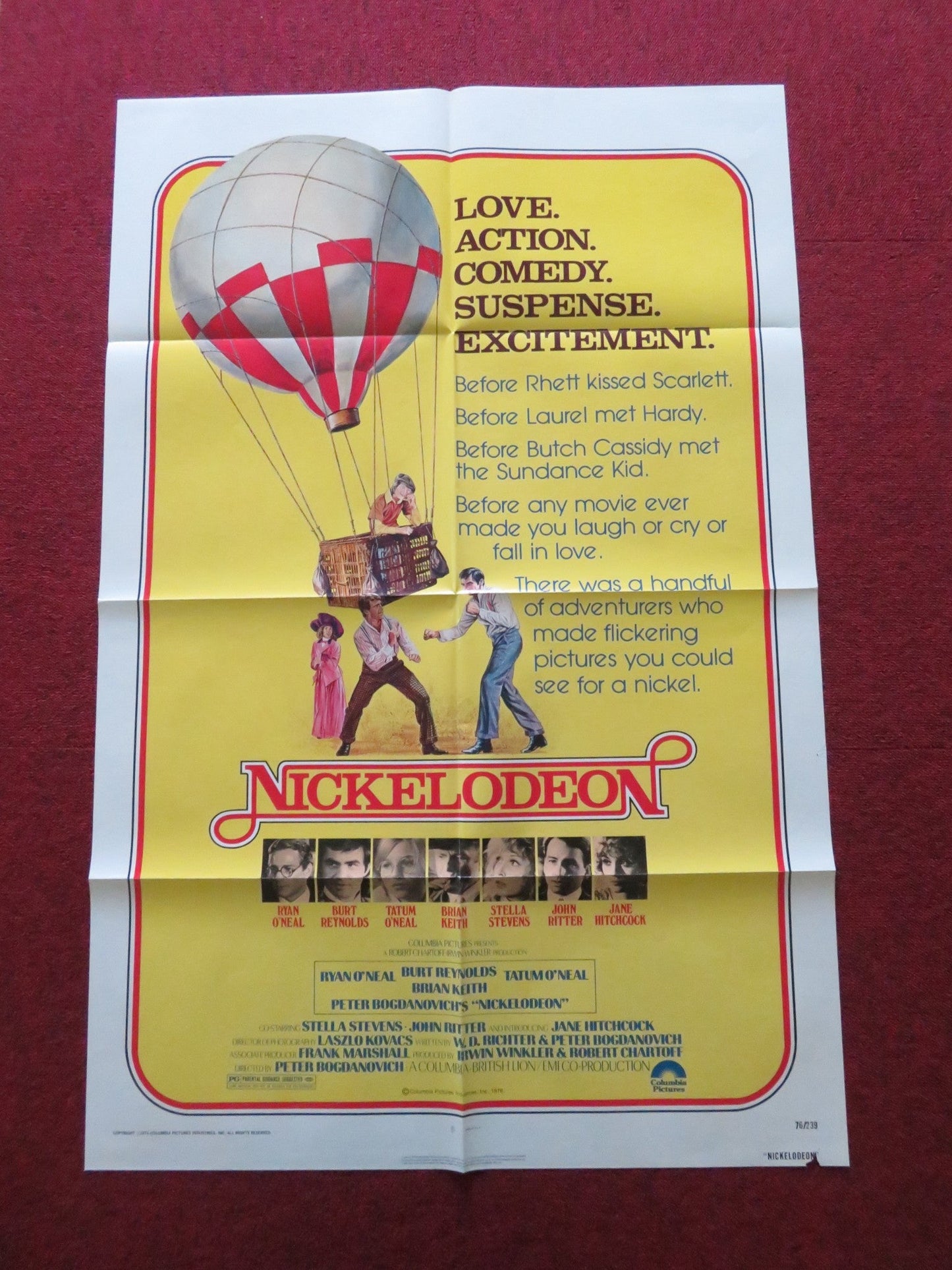 NICKELODEON FOLDED US ONE SHEET POSTER RYAN O'NEAL BURT REYNOLDS 1976 Movie posters