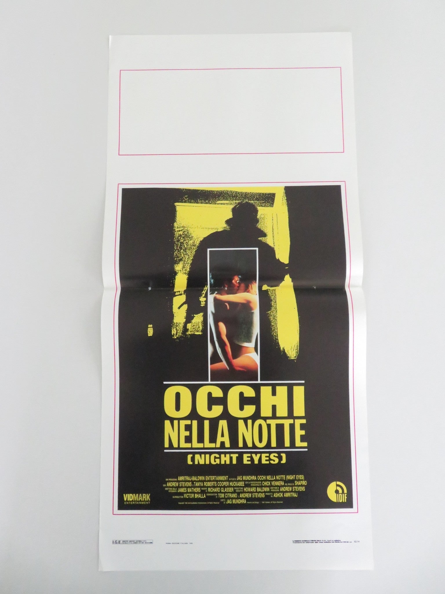 NIGHT EYES ITALIAN LOCANDINA POSTER ANDREW STEVENS TANYA ROBERTS 1990 Movie posters