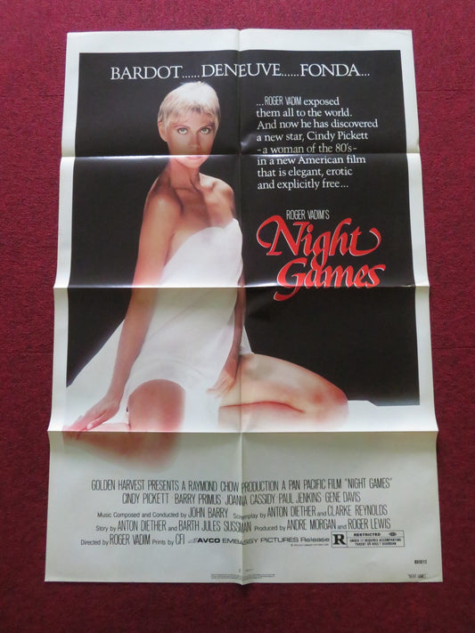 NIGHT GAMES FOLDED US ONE SHEET POSTER CINDY PICKETT BARRY PRIMUS 1980 Movie posters