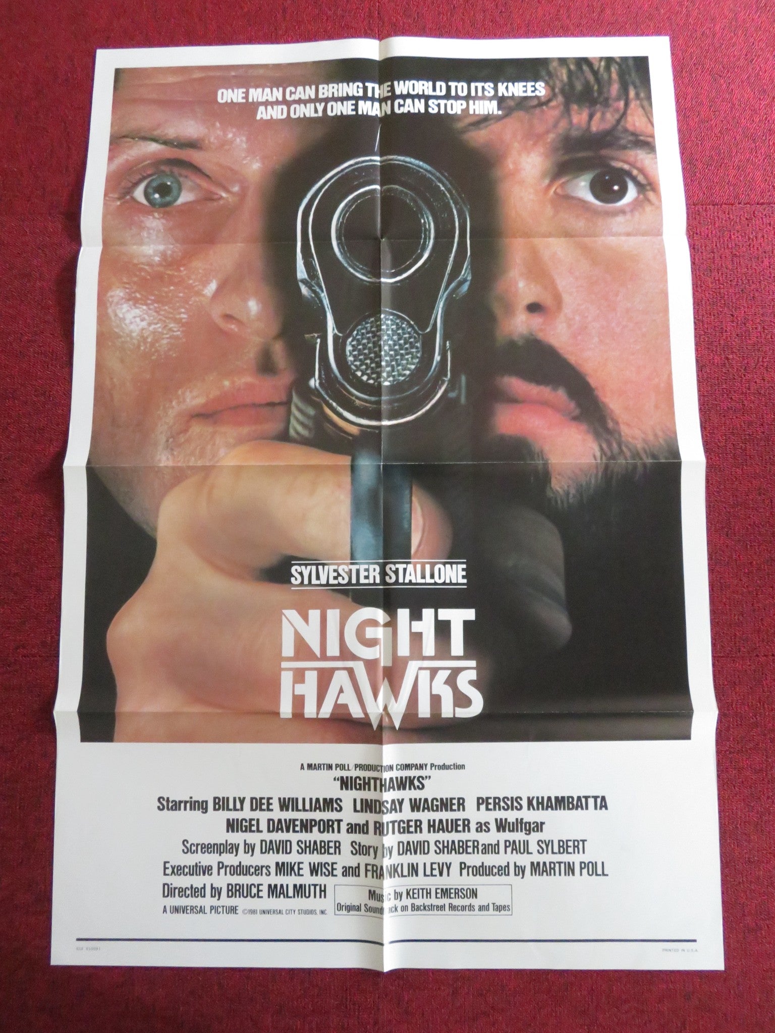 NIGHTHAWKS FOLDED US ONE SHEET POSTER SYLVESTER STALLONE BILLY DEE WILLIAMS 1981 Rendezvous Cinema Movie posters