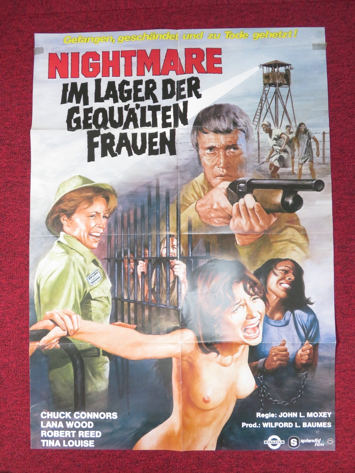 NIGHTMARE IN BADHAM COUNTY GERMAN A1 POSTER FOLDED CHUCK CONNORS LANA WOOD 1976 Rendezvous Cinema Movie posters