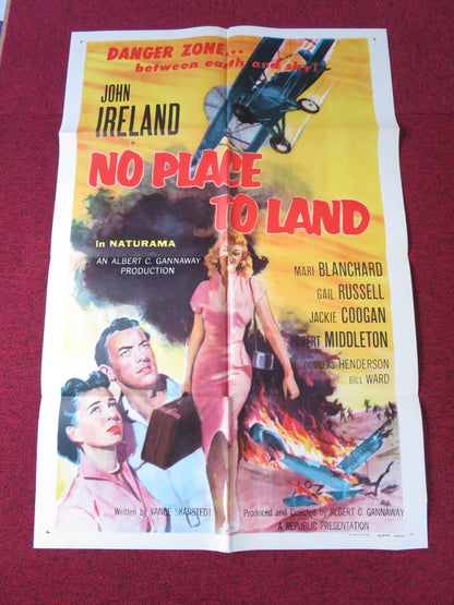 NO PLACE TO LAND FOLDED US ONE SHEET POSTER JOHN IRELAND MARI BLANCHARD 1958 Rendezvous Cinema Movie posters