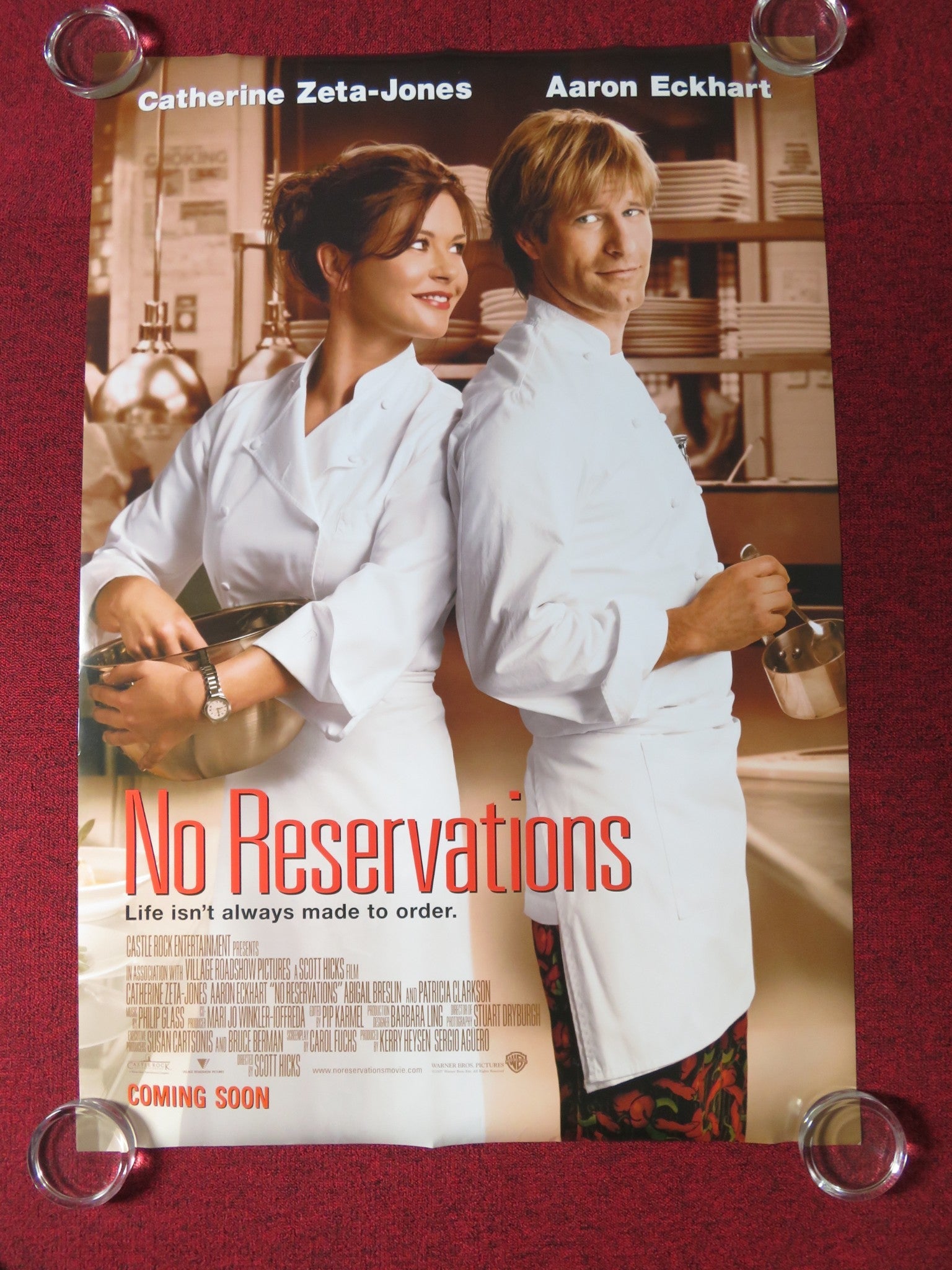 NO RESERVATIONS US ONE SHEET ROLLED POSTER CATHERINE - ZETA JONES A. ECKHART 2007 Rendezvous Cinema Movie posters