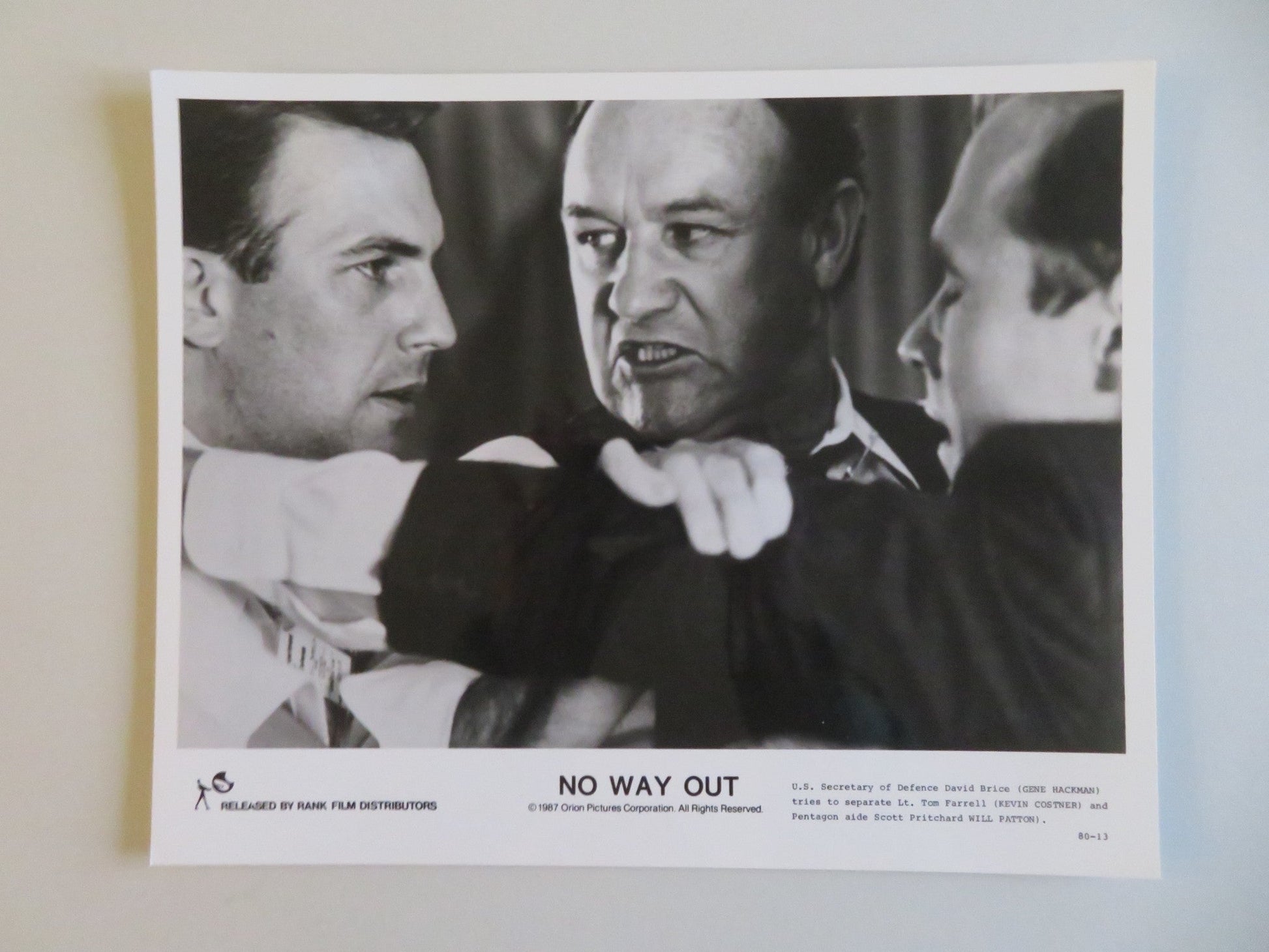 NO WAY OUT MOVIE STILL PHOTO LOT OF 9 GENE HACKMAN KEVIN COSTNER 1987 - Rendezvous Cinema