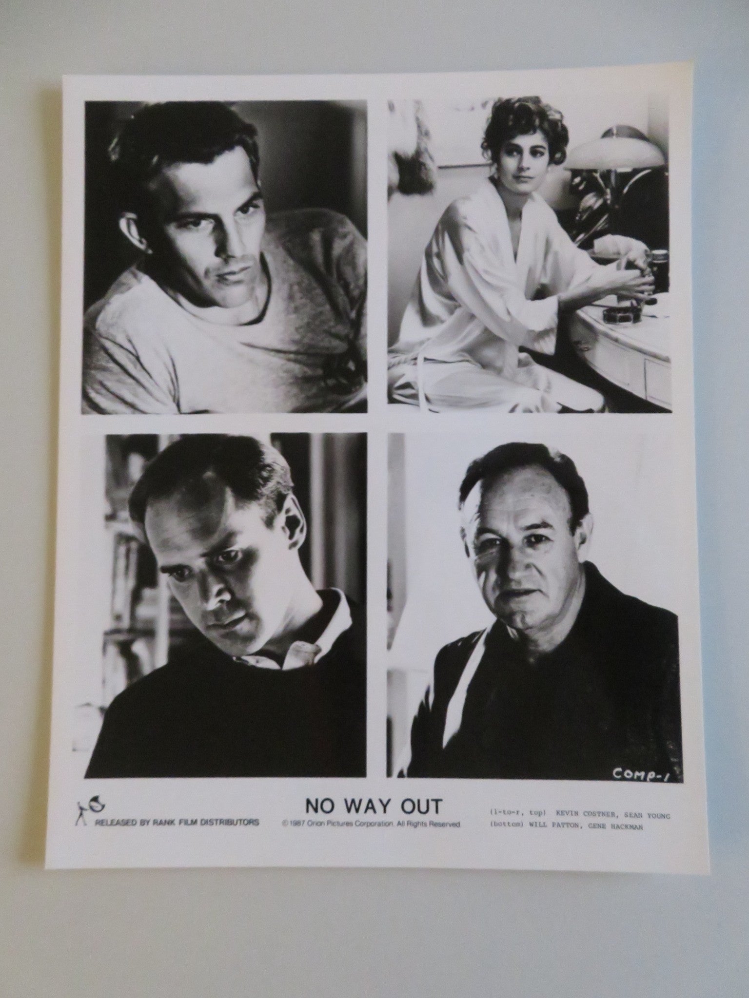 NO WAY OUT MOVIE STILL PHOTO LOT OF 9 GENE HACKMAN KEVIN COSTNER 1987 - Rendezvous Cinema
