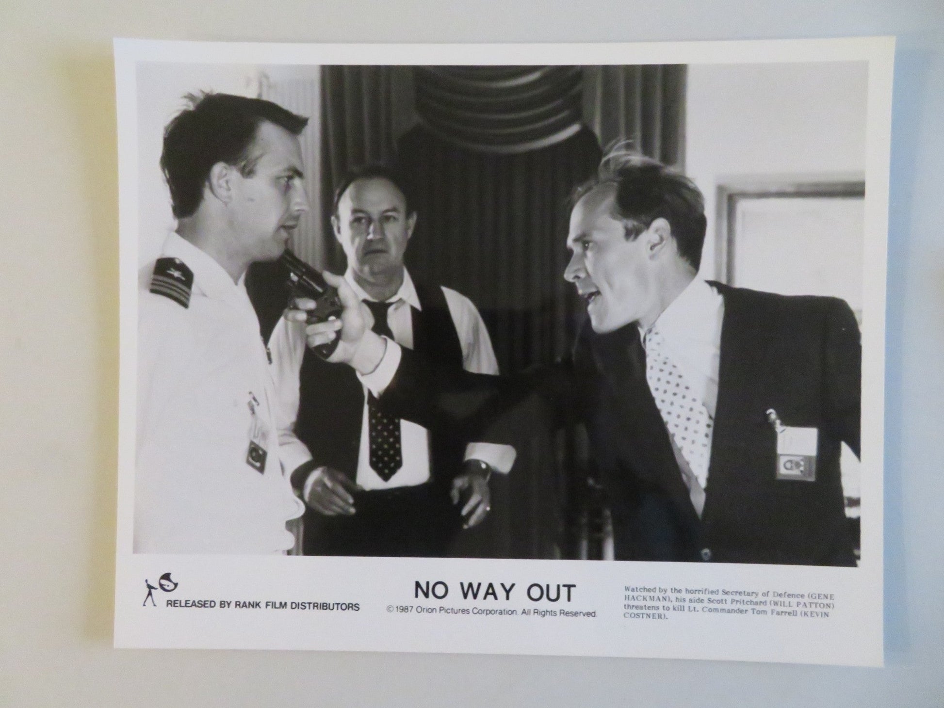 NO WAY OUT MOVIE STILL PHOTO LOT OF 9 GENE HACKMAN KEVIN COSTNER 1987 - Rendezvous Cinema