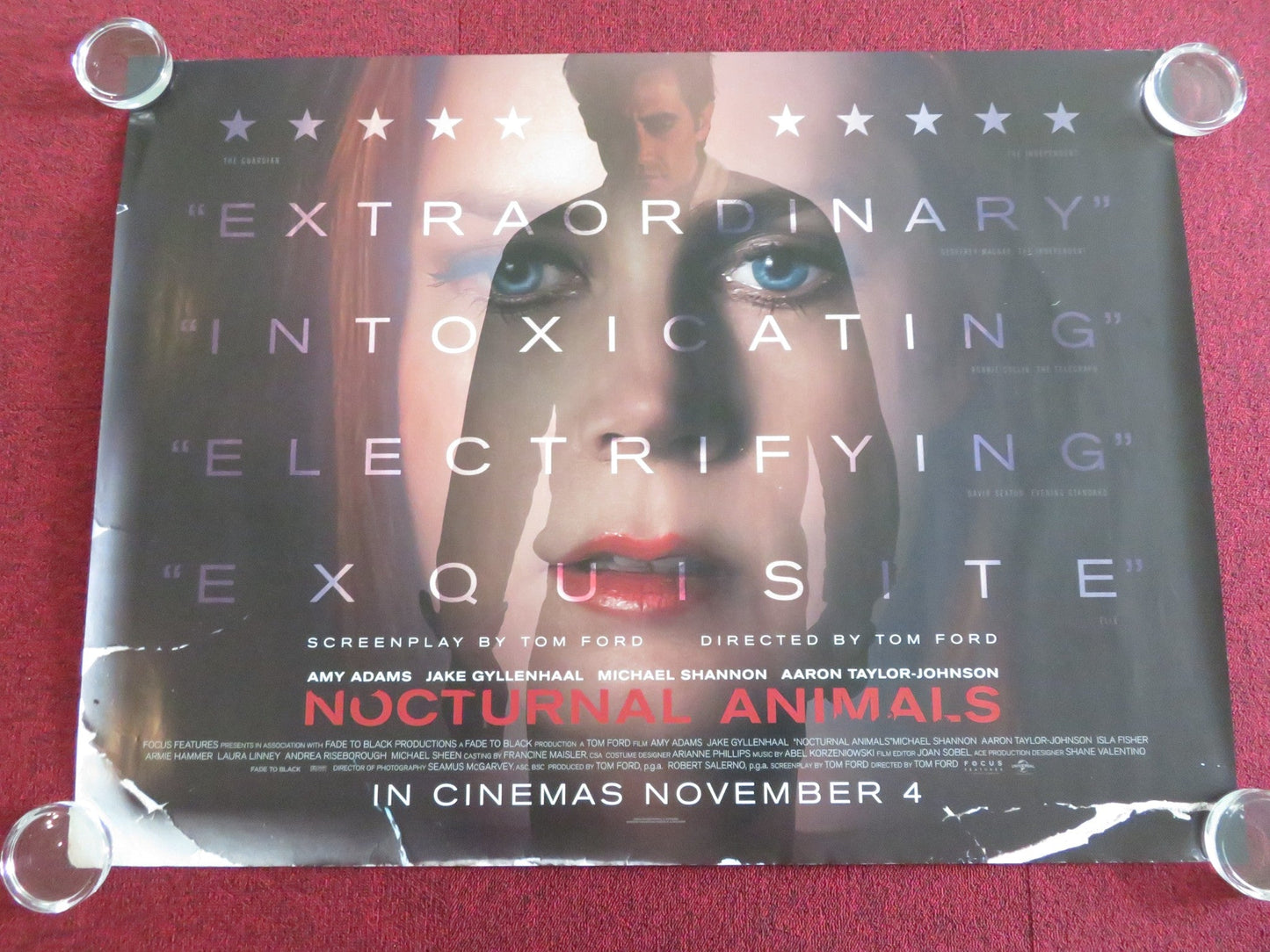NOCTURNAL ANIMALS UK QUAD ROLLED POSTER AMY ADAMS JAKE GYLLENHAAL 2016 - Rendezvous Cinema