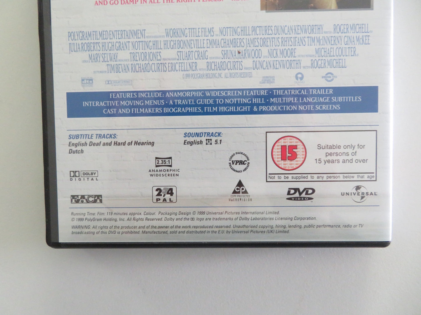 Notting Hill (DVD) Julia Roberts Hugh Grant 1999 Region 2, 4 Movie posters