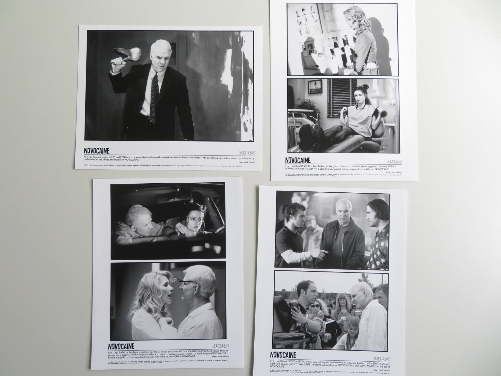 NOVOCAINE PRESS KIT 2001 STEVE MARTIN LAURA DERN Movie posters