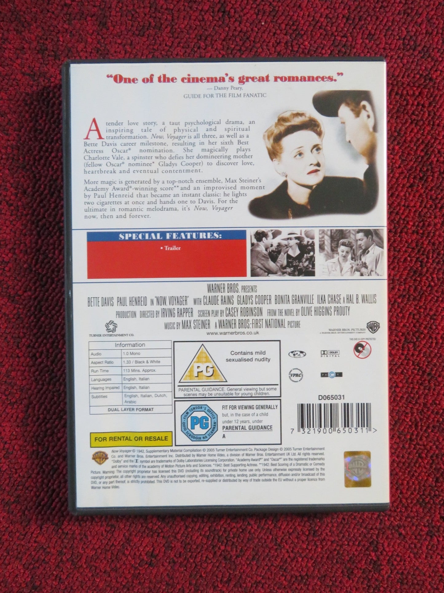 NOW, VOYAGER (DVD) BETTE DAVIS PAUL HENREID 1942 REGION 2 Rendezvous Cinema Movie posters