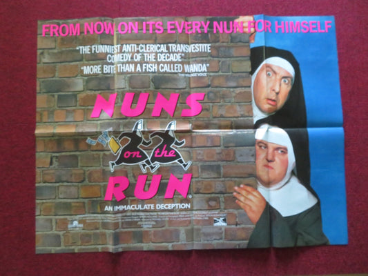 NUNS ON THE RUN UK QUAD POSTER FOLDED ERIC IDLE ROBBIE COLTRANE 1990 - Rendezvous Cinema